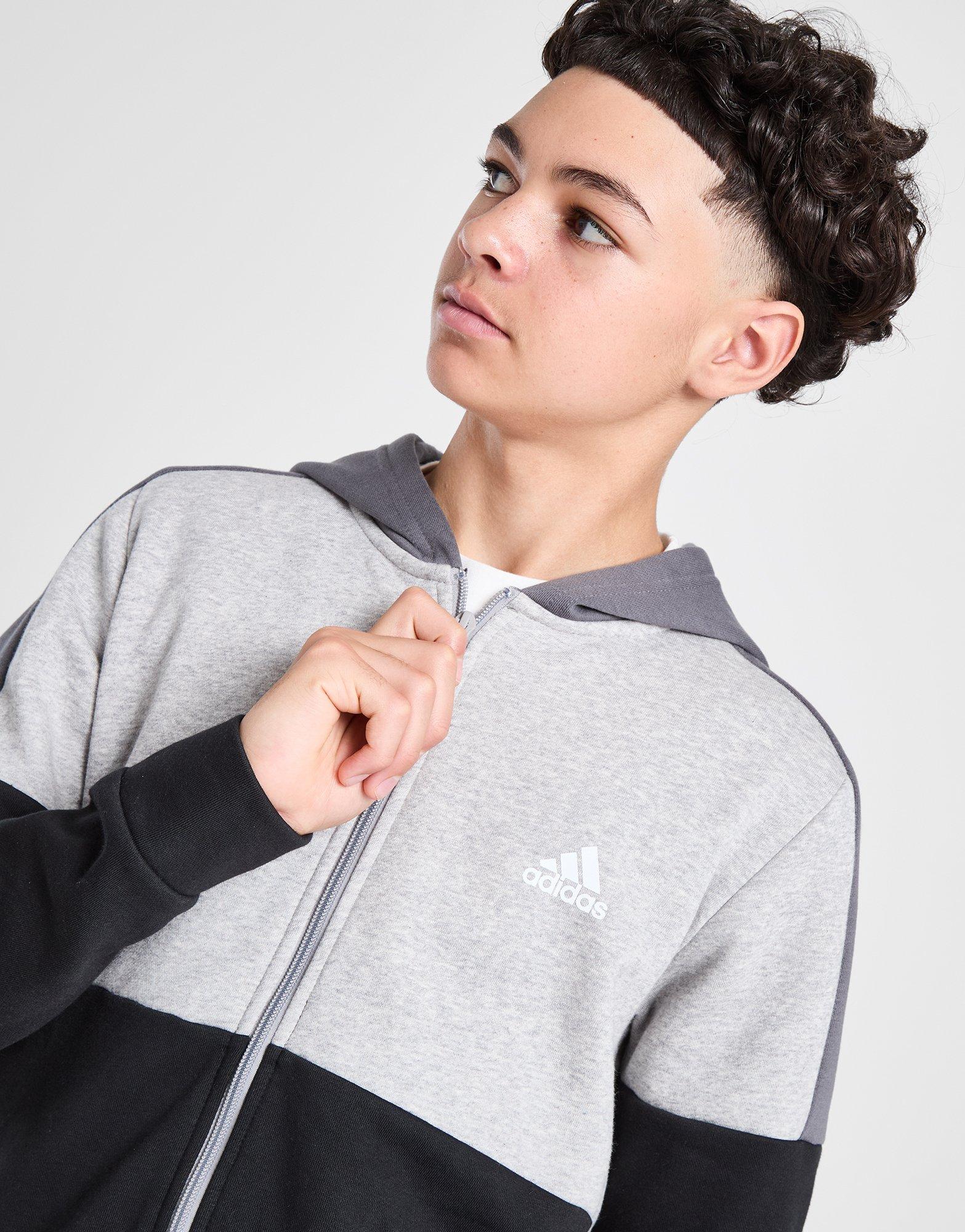 adidas Badge of Sport Colour Block Full Zip Hoodie Junior