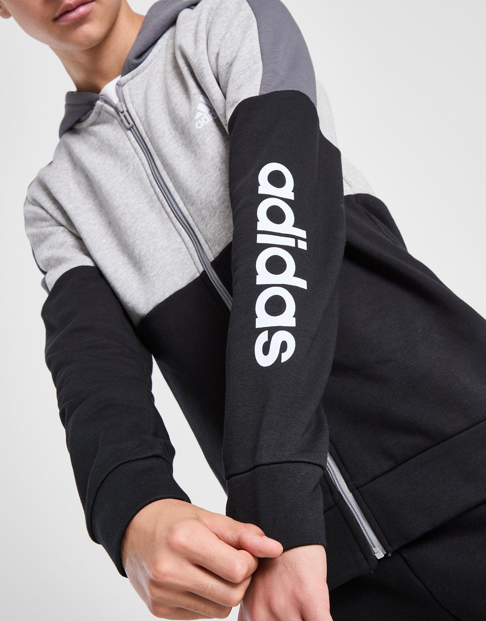 adidas Badge of Sport Colour Block Full Zip Hoodie Junior