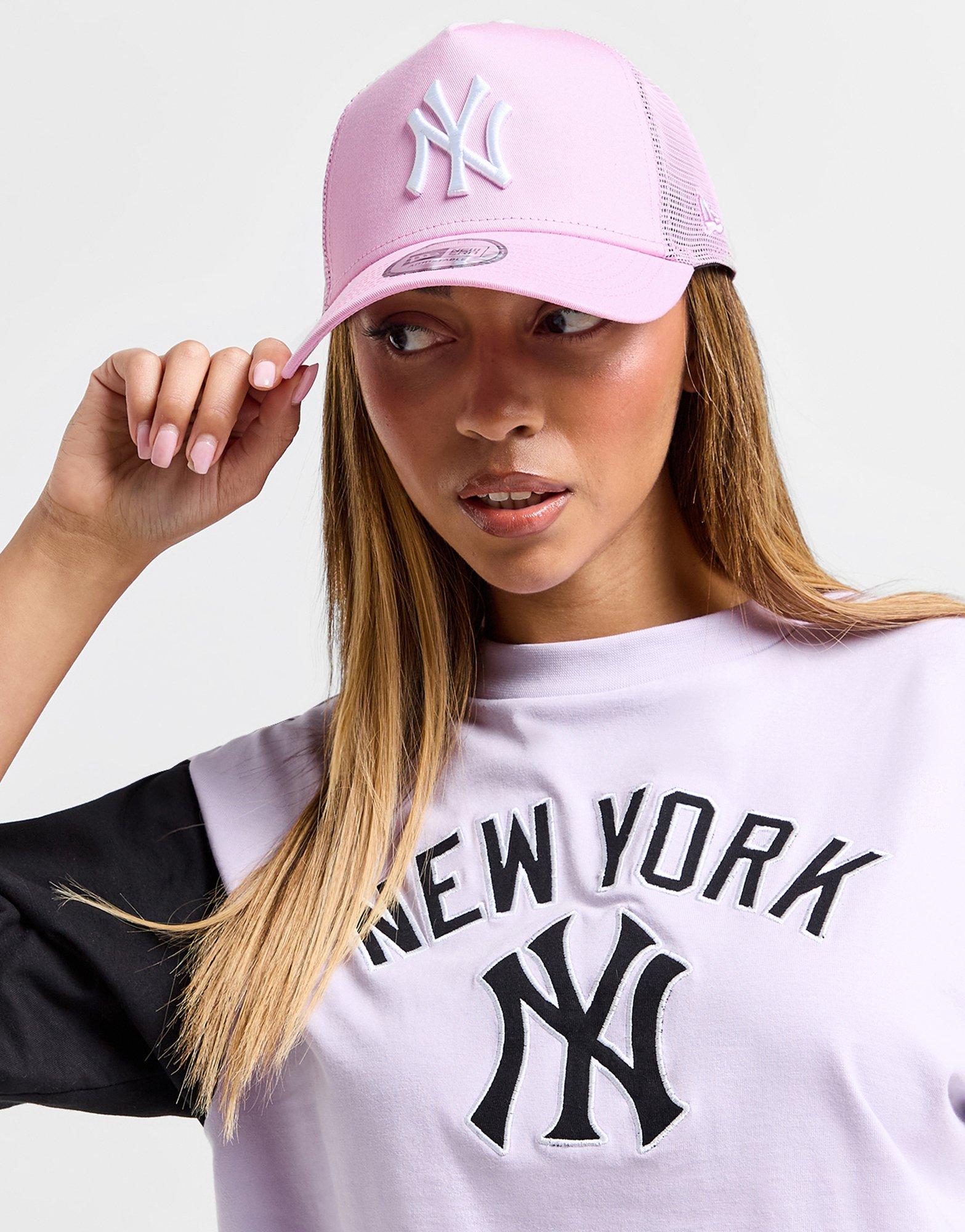 Pink yankees cap on sale