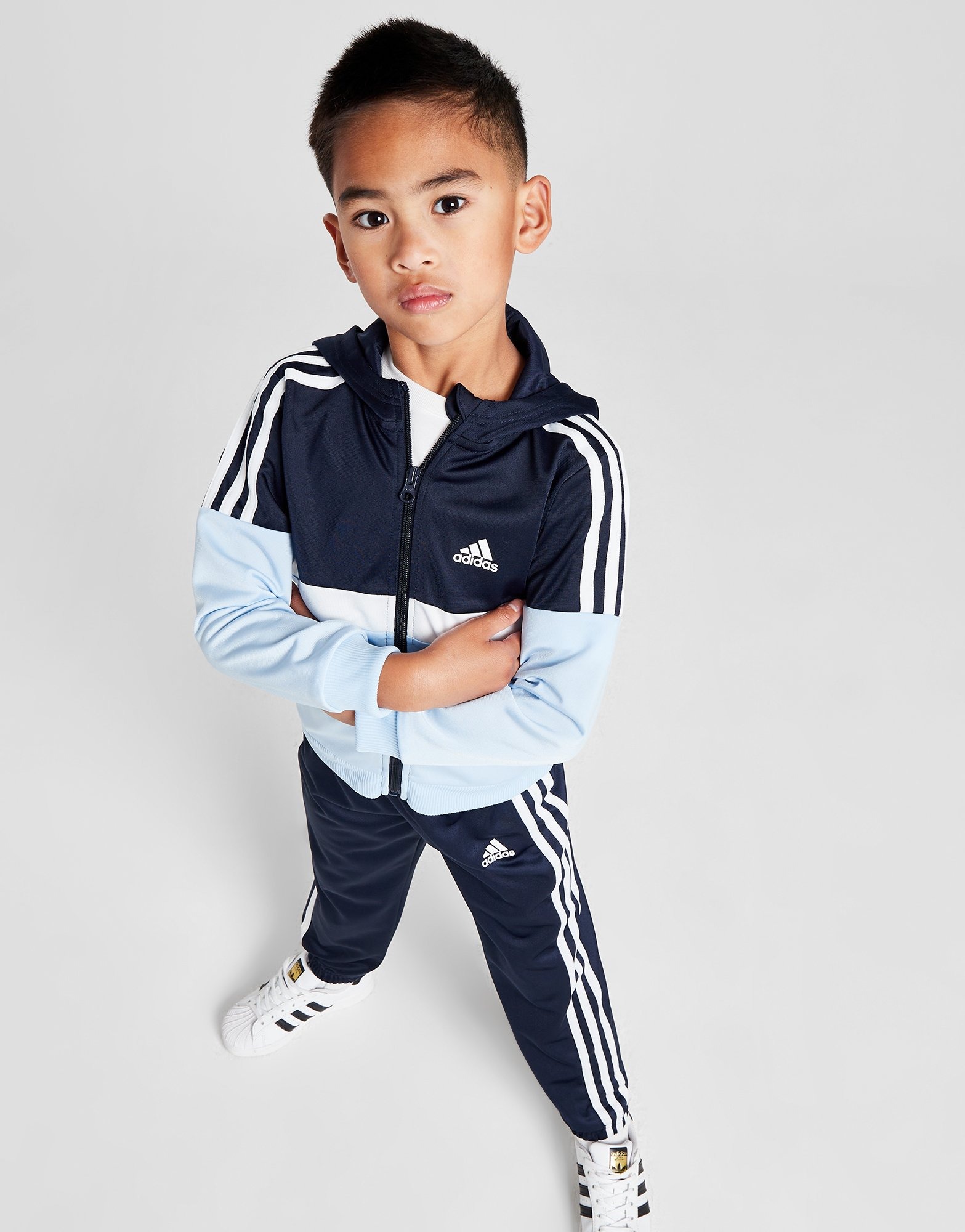 Multi adidas Badge of Sport Poly Full Zip Tracksuit Children - JD ...