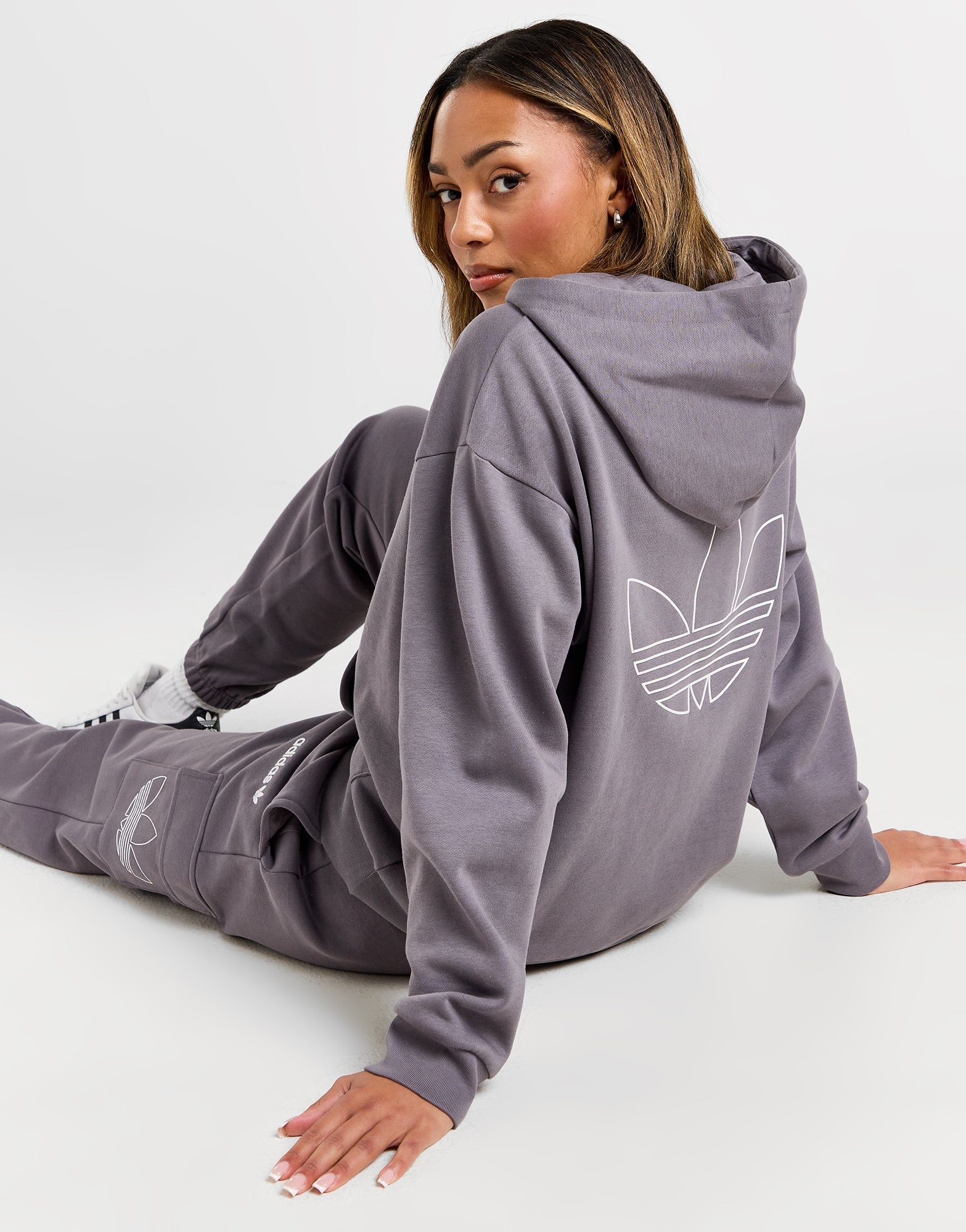 Grey adidas Originals Shine Boyfriend Overhead Hoodie JD Sports Ireland