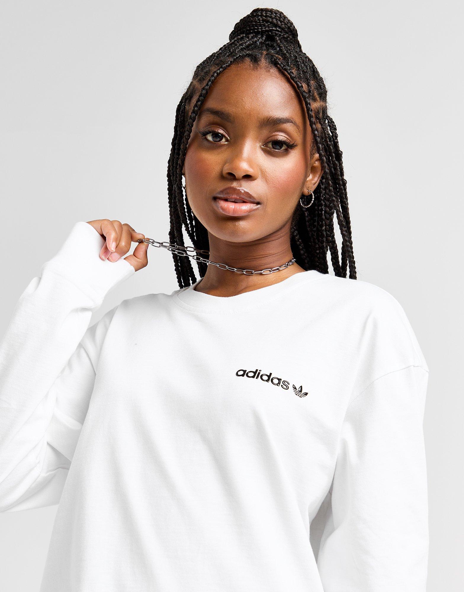 White adidas Originals Shine Boyfriend Long Sleeve T-Shirt