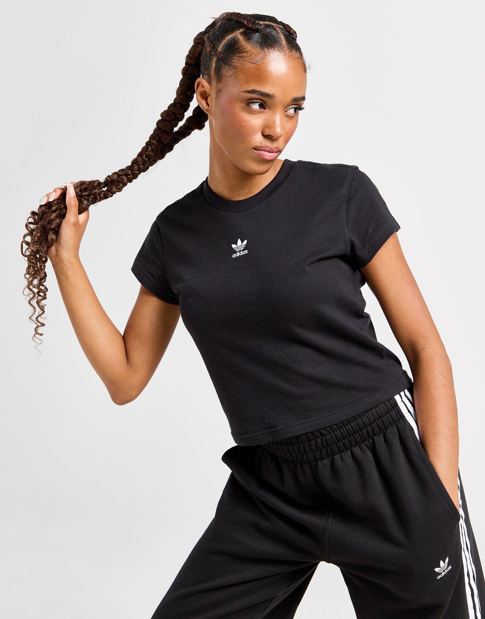 Tシャツ・カットソー adidas Essential Lip Crop Tee Black IY9664 adidas Essentials Ribbed Tee - Black | Free Shipping with