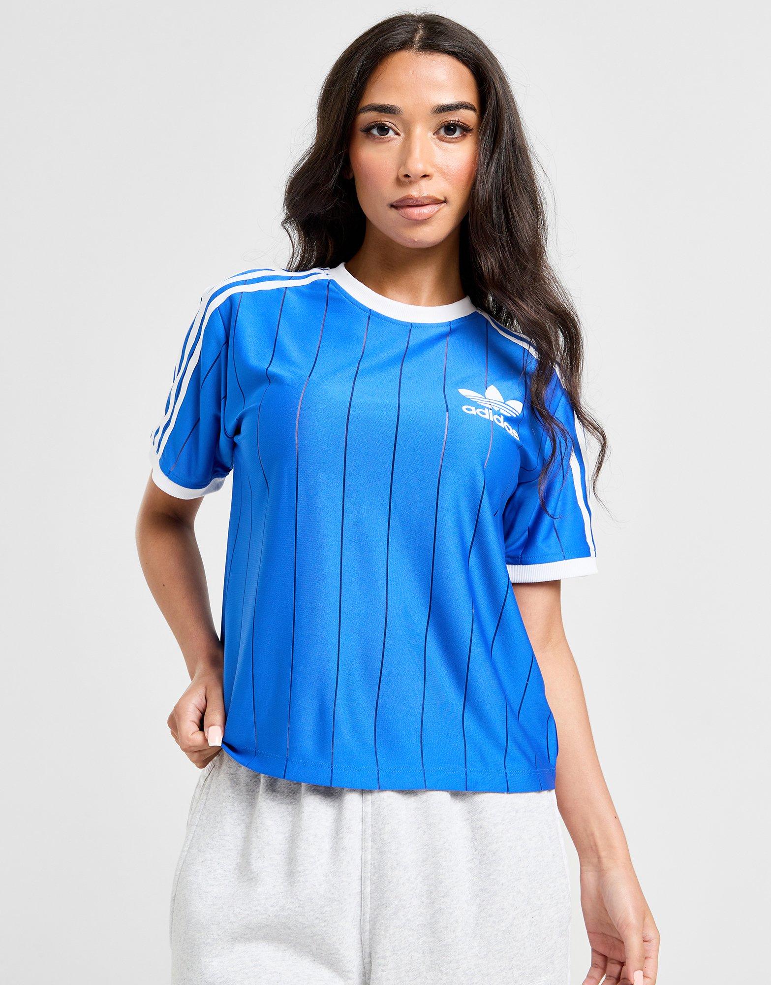 Blauw adidas Originals Pinstripe Poly T Shirt JD Sports Nederland