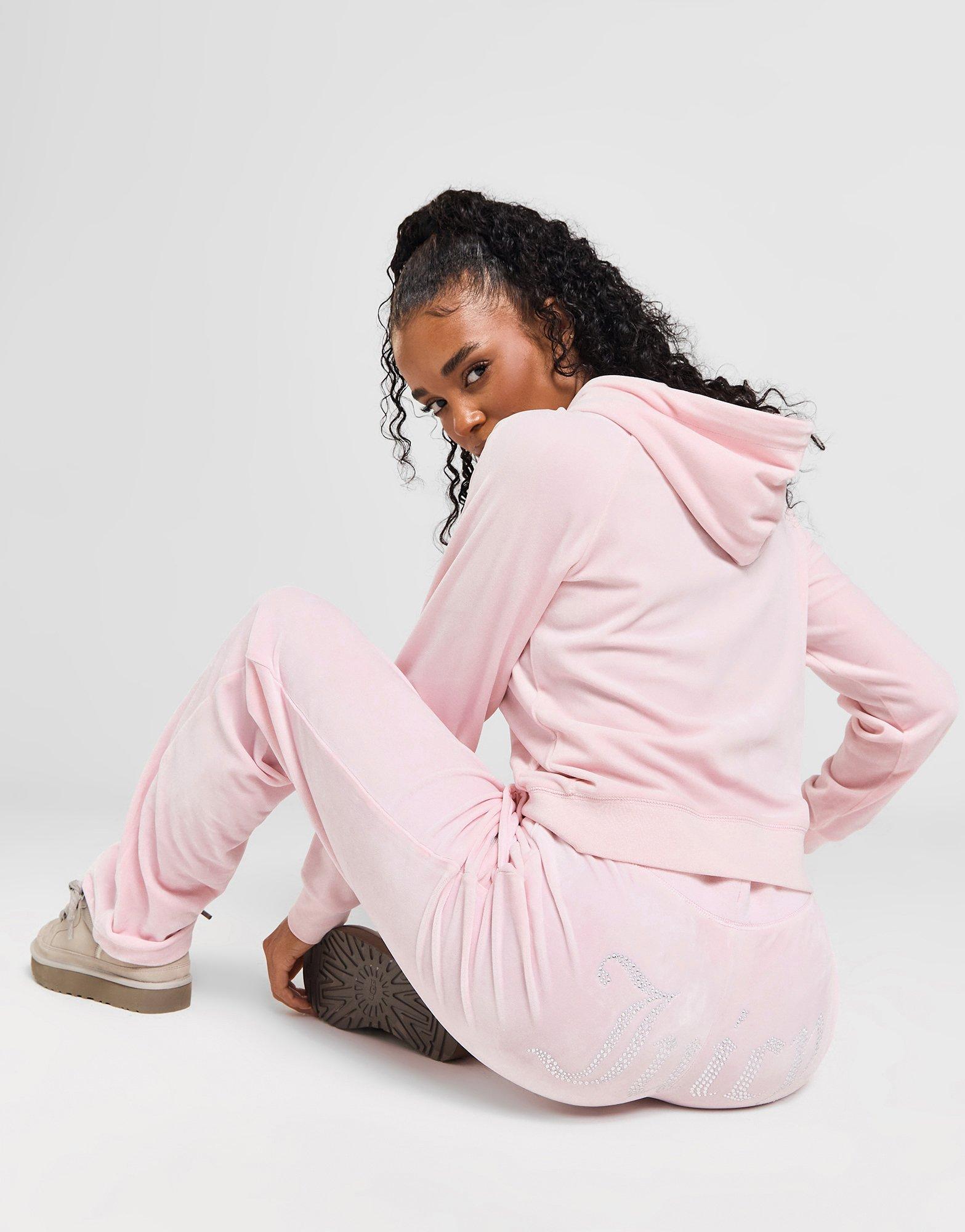 Pink JUICY COUTURE Diamante Logo Velour Joggers - JD Sports