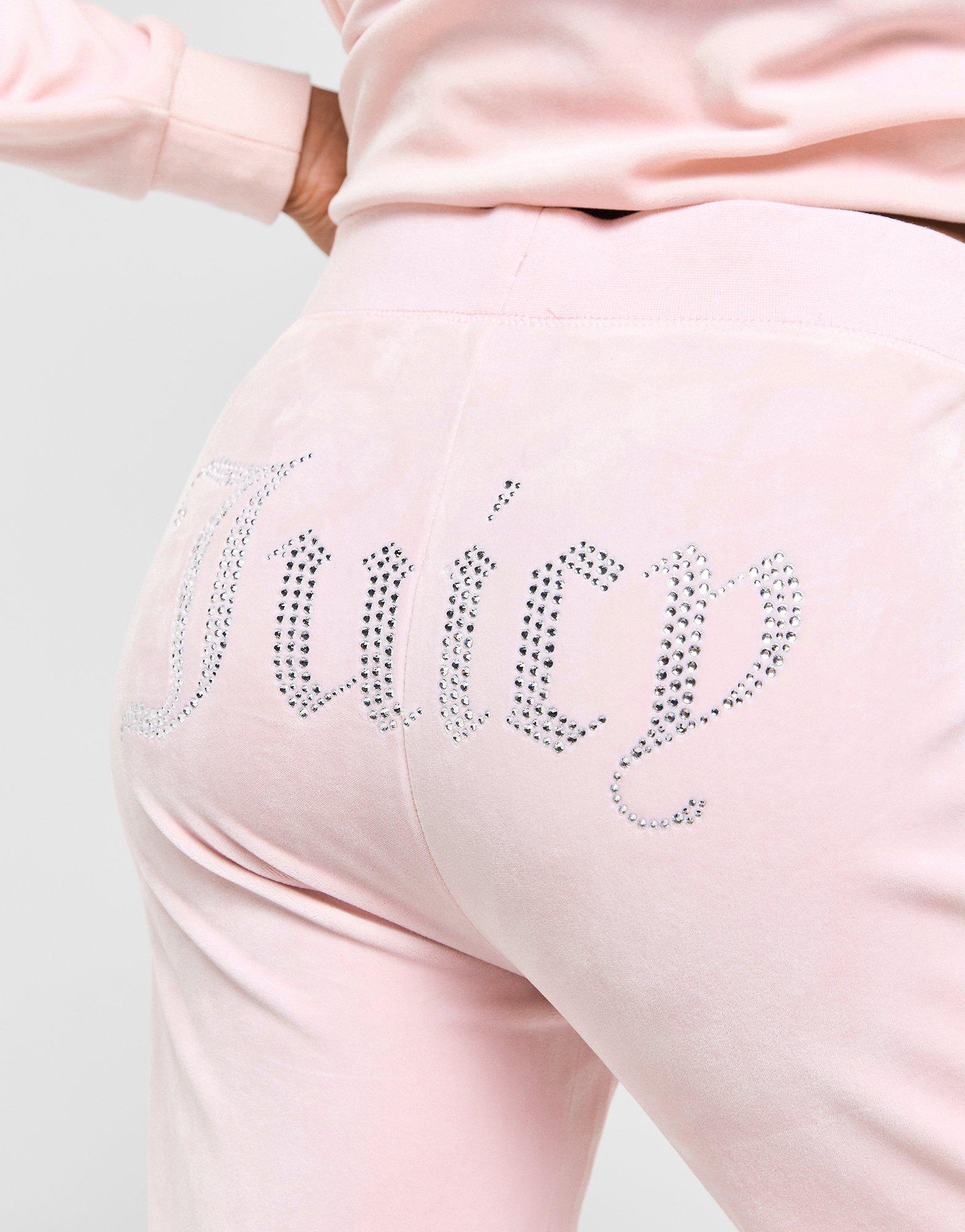 Pink JUICY COUTURE Diamante Logo Velour Joggers - JD Sports