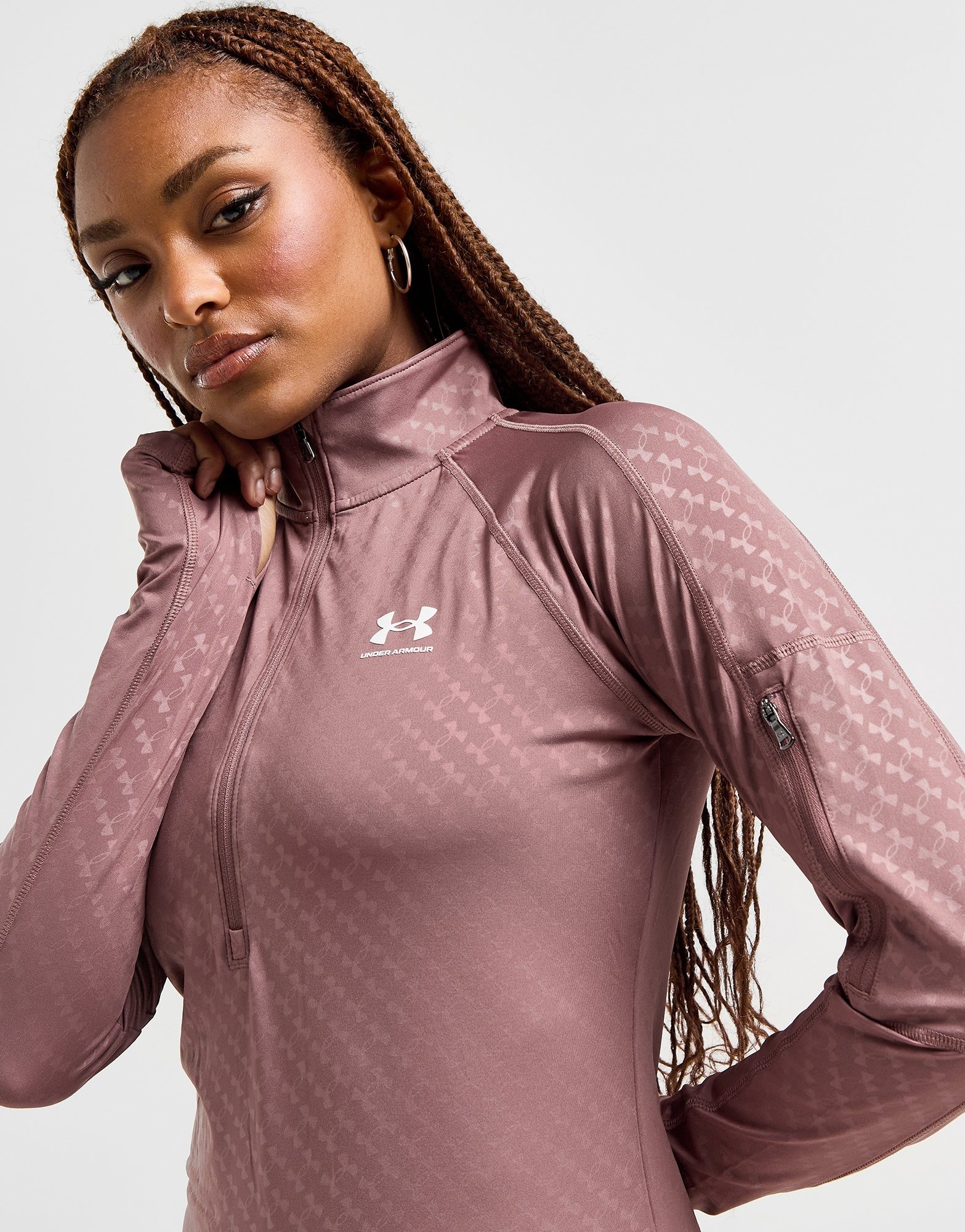 Pink Under Armour Embossed All Over Print 1 2 Zip Top JD Sports Ireland