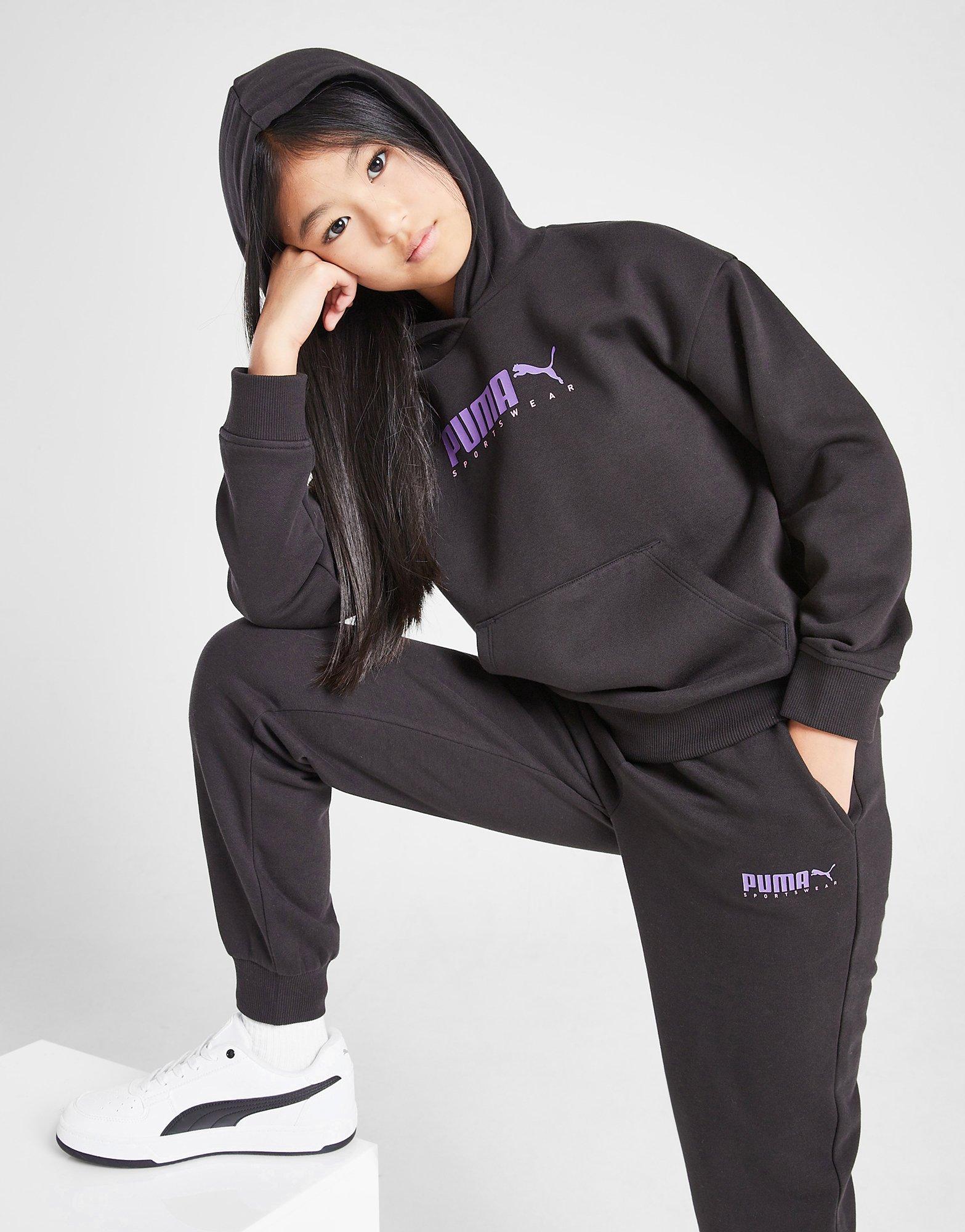 Girls black puma hoodie clearance