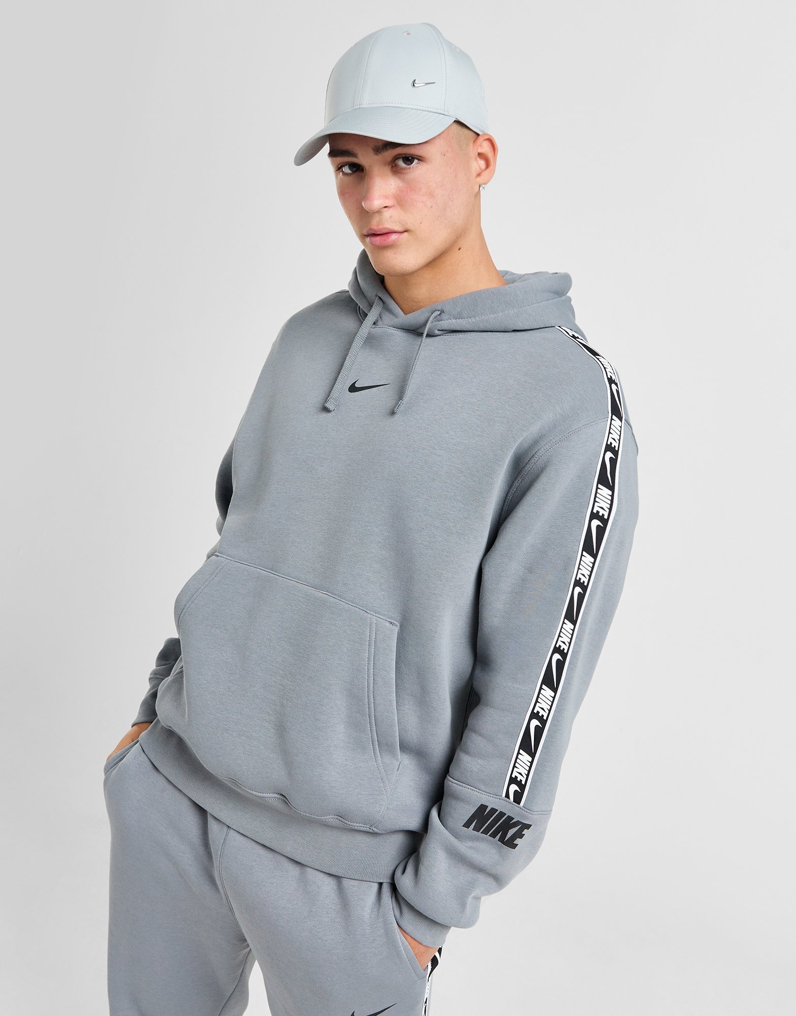 Grey Nike Tape Fleece Hoodie JD Sports Global