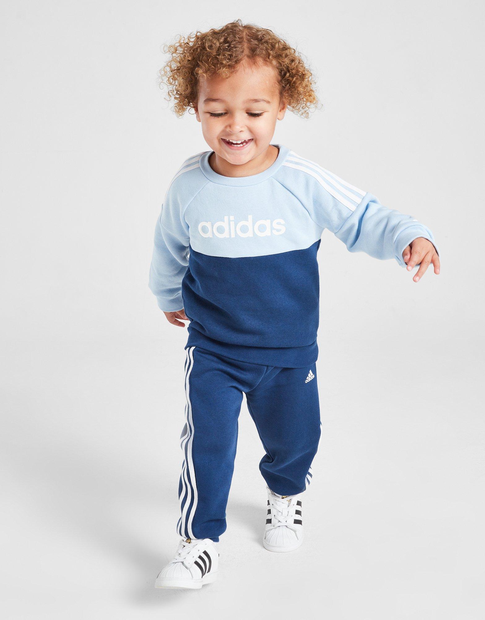 Blue adidas Linear Colour Block Crew Tracksuit Infant JD Sports UK