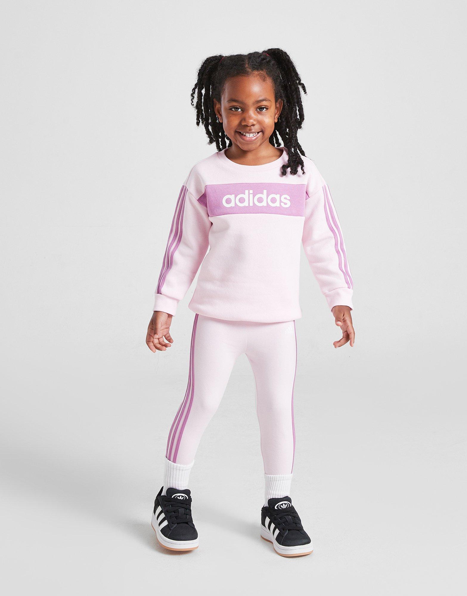 adidas Girls' Linear Colour Block Crew Tracksuit Infant