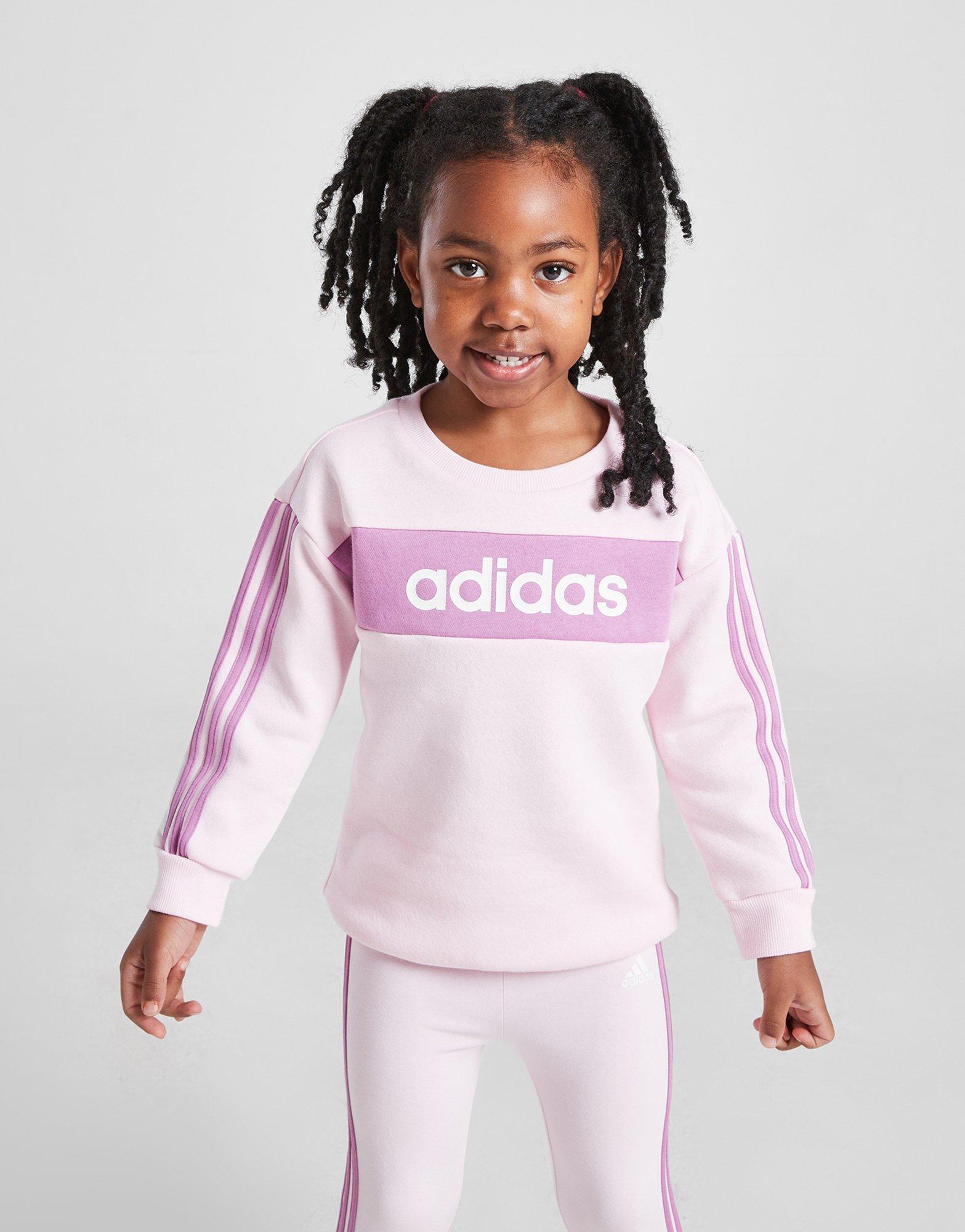 adidas Girls' Linear Colour Block Crew Tracksuit Infant