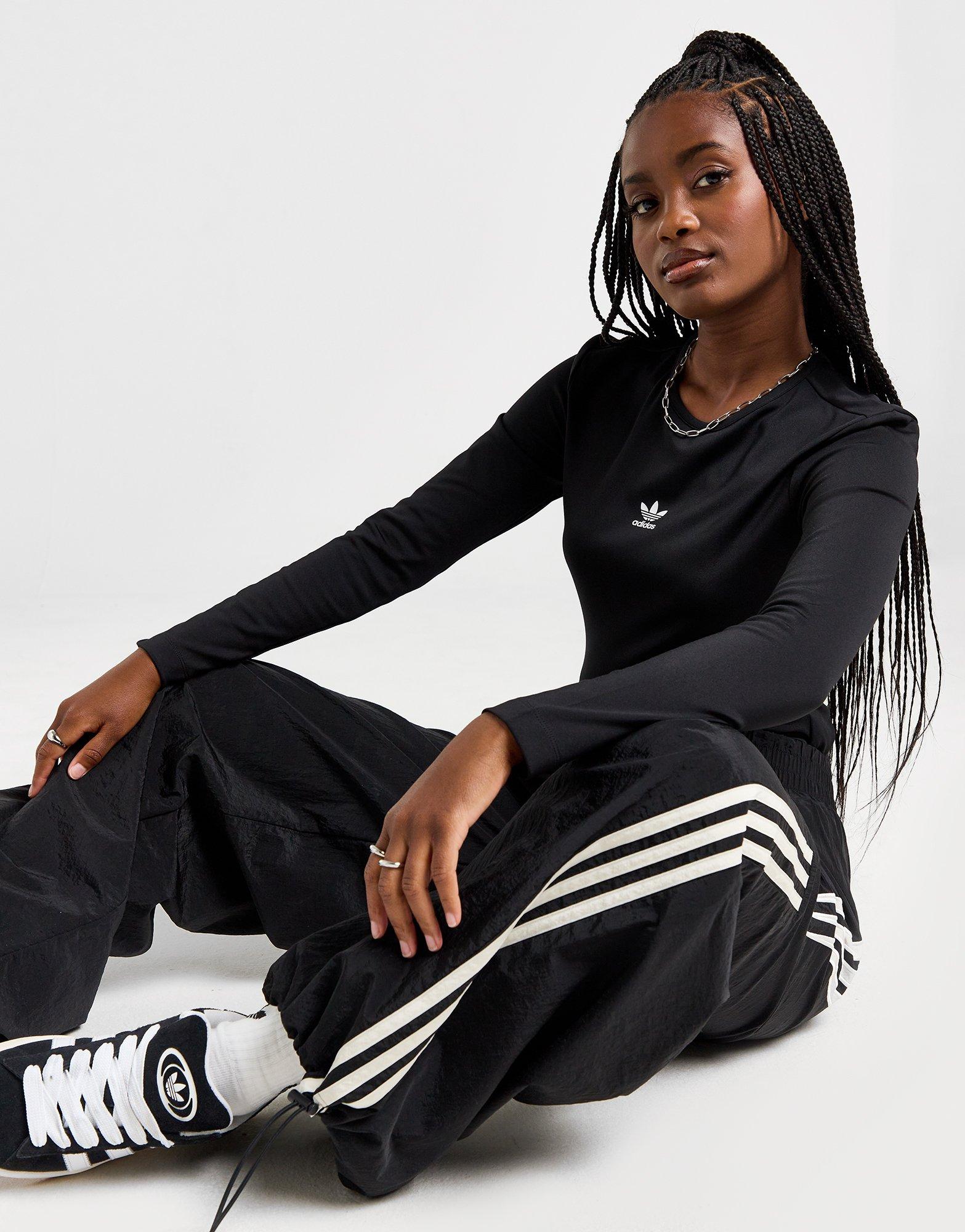 Black adidas Originals Slim Poly Long Sleeve TShirt JD Sports