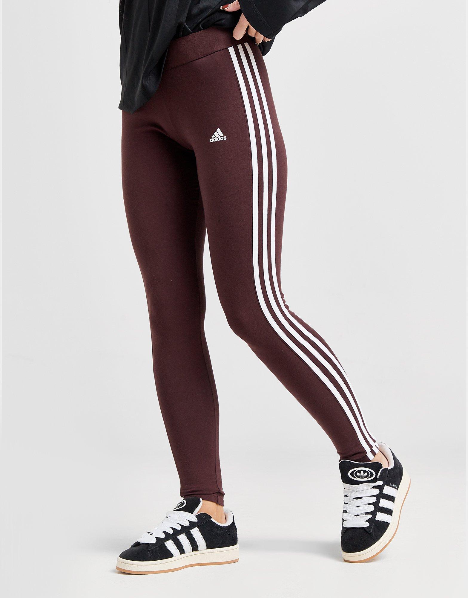 Adidas 3 stripe leggings maroon on sale