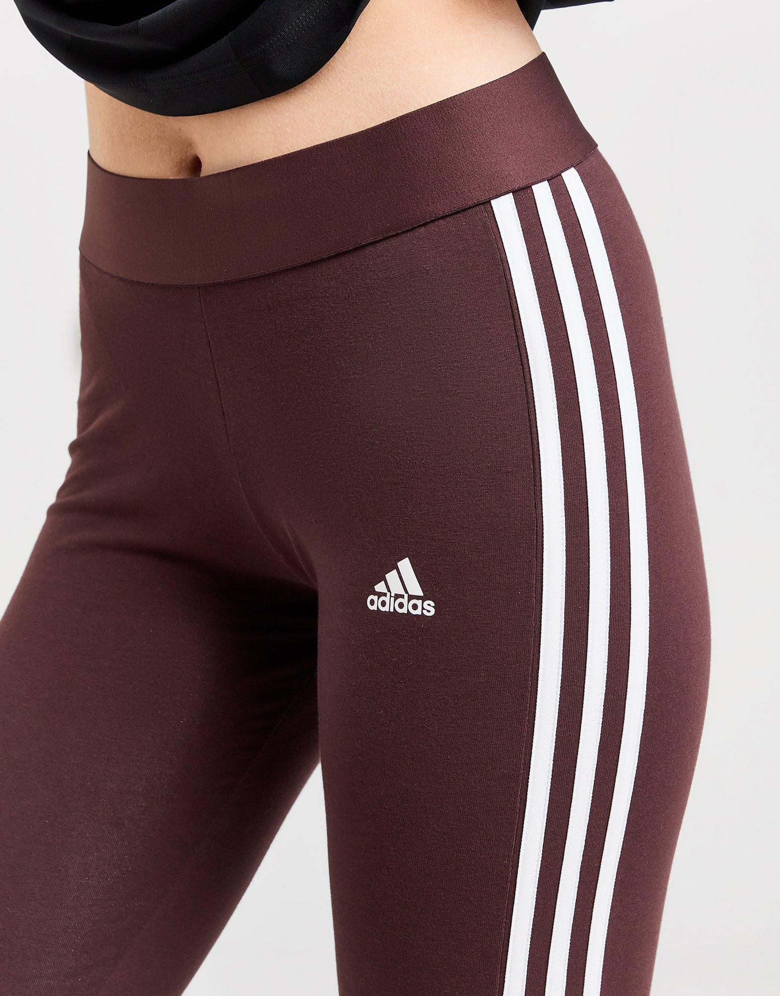 Adidas 3 stripe leggings maroon on sale