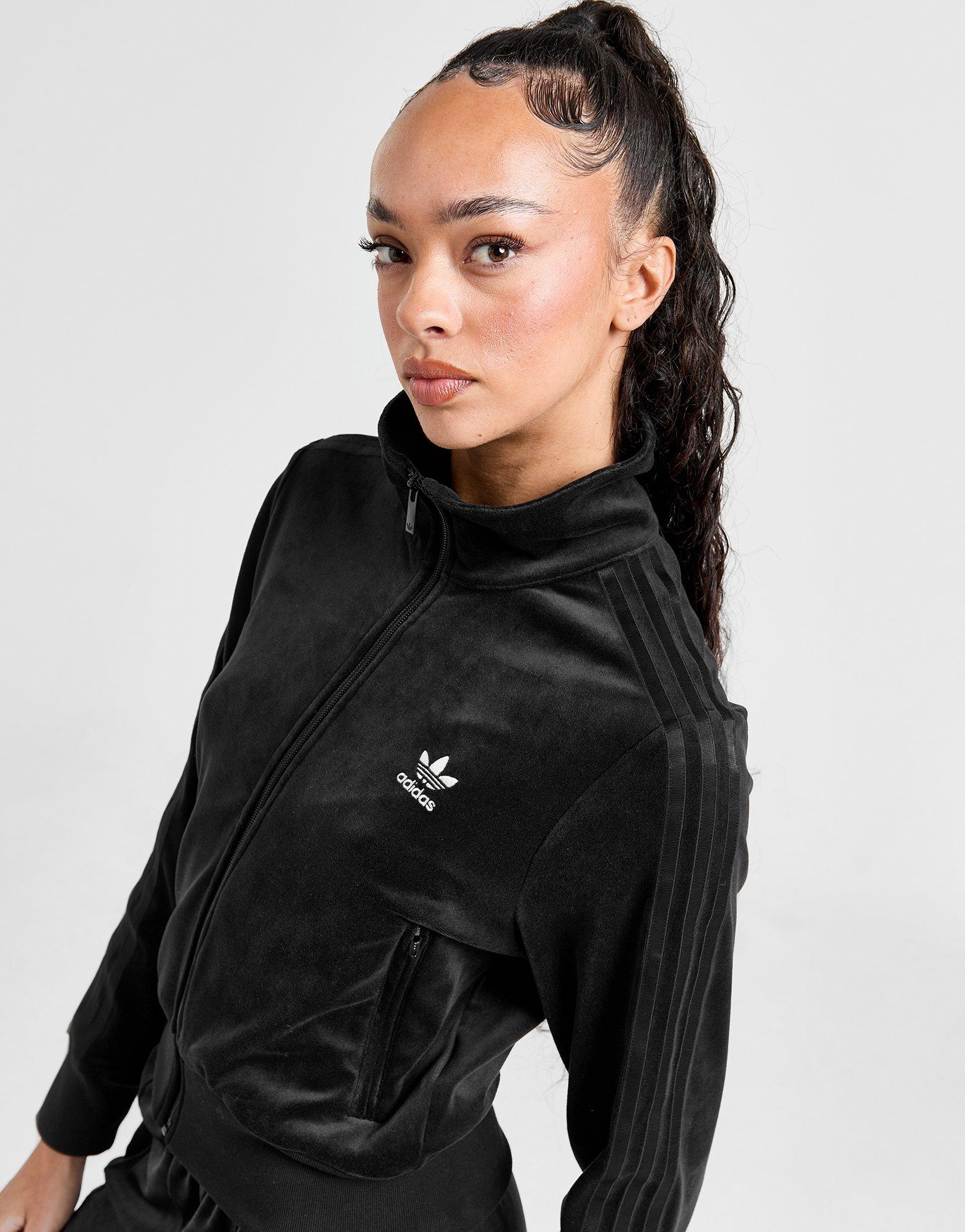 Black adidas Originals Velour Firebird Track Top - JD Sports