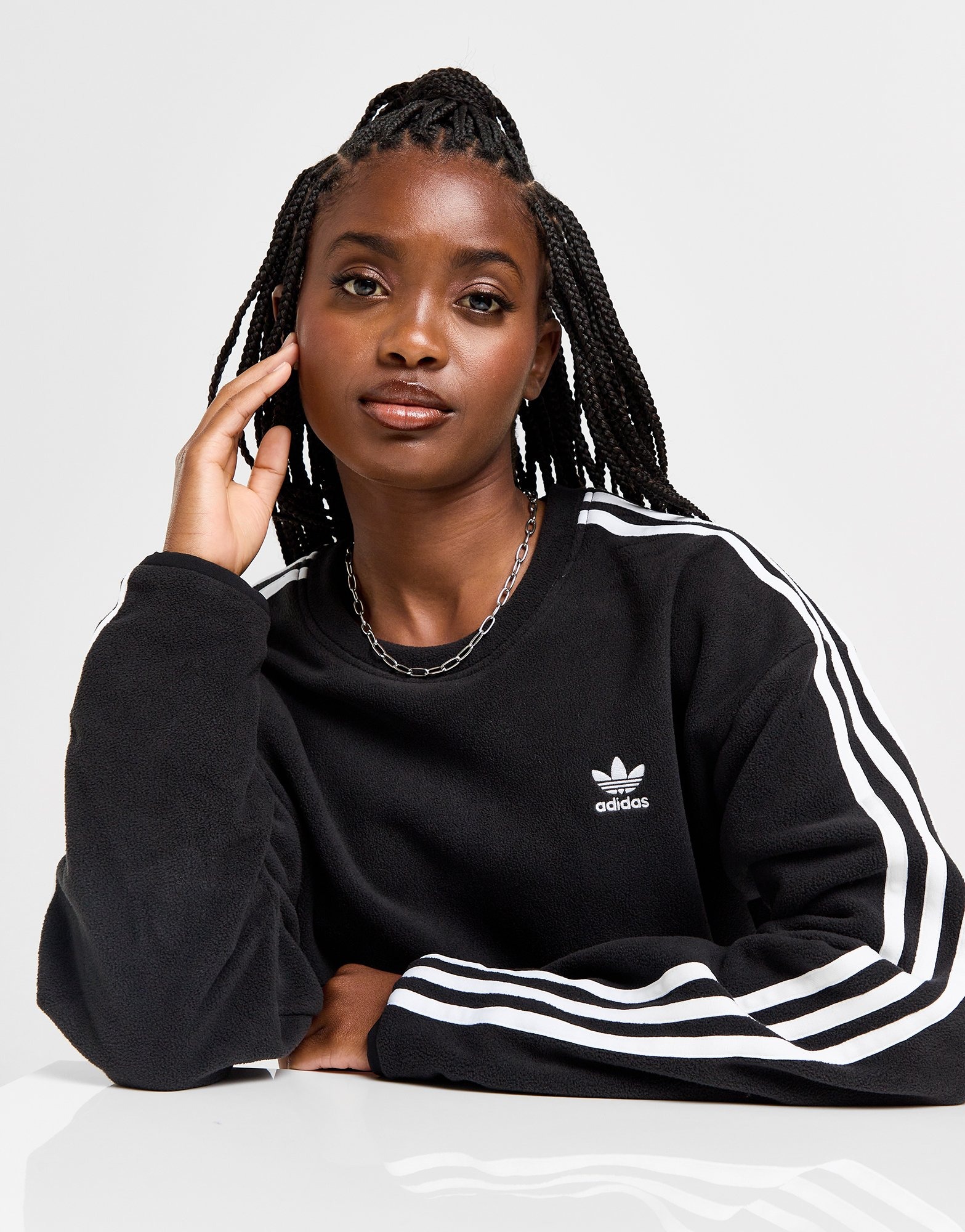 adidas Originals 3 Stripes Polar Fleece Crew Sweatshirt