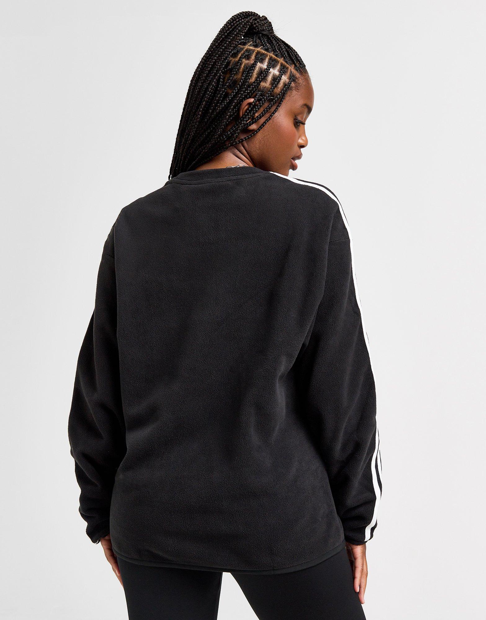 Black adidas Originals 3-Stripes Polar Fleece Crew