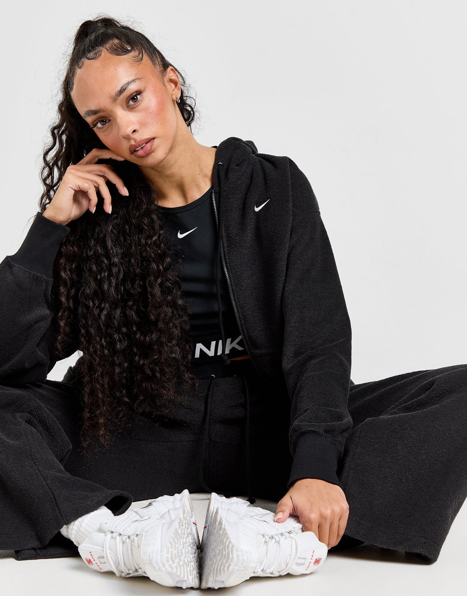 Nike Phoenix Plush Full Zip Hoodie in Nero JD Sports