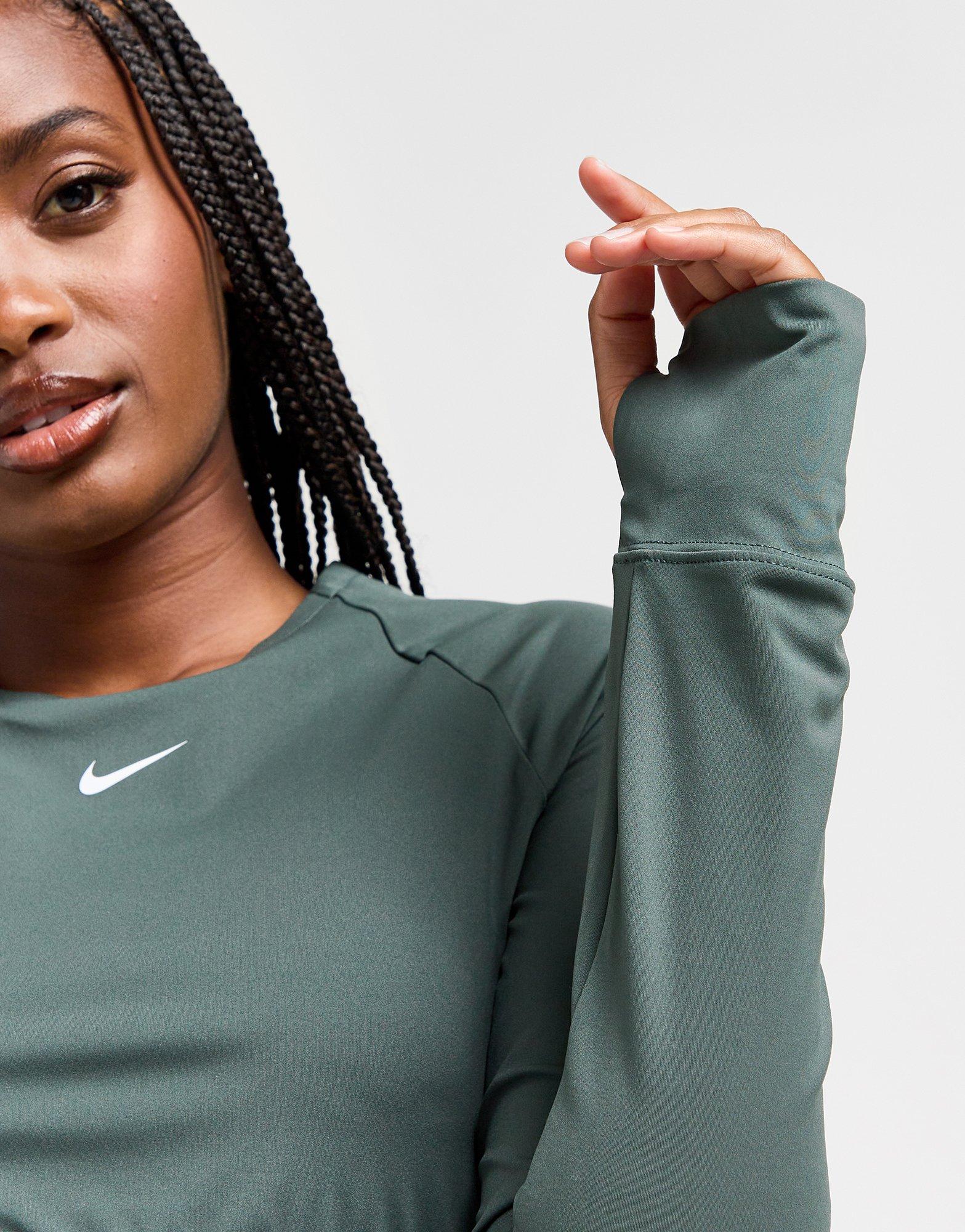 Green Nike Training Pro Long Sleeve Crop Top | JD Sports UK