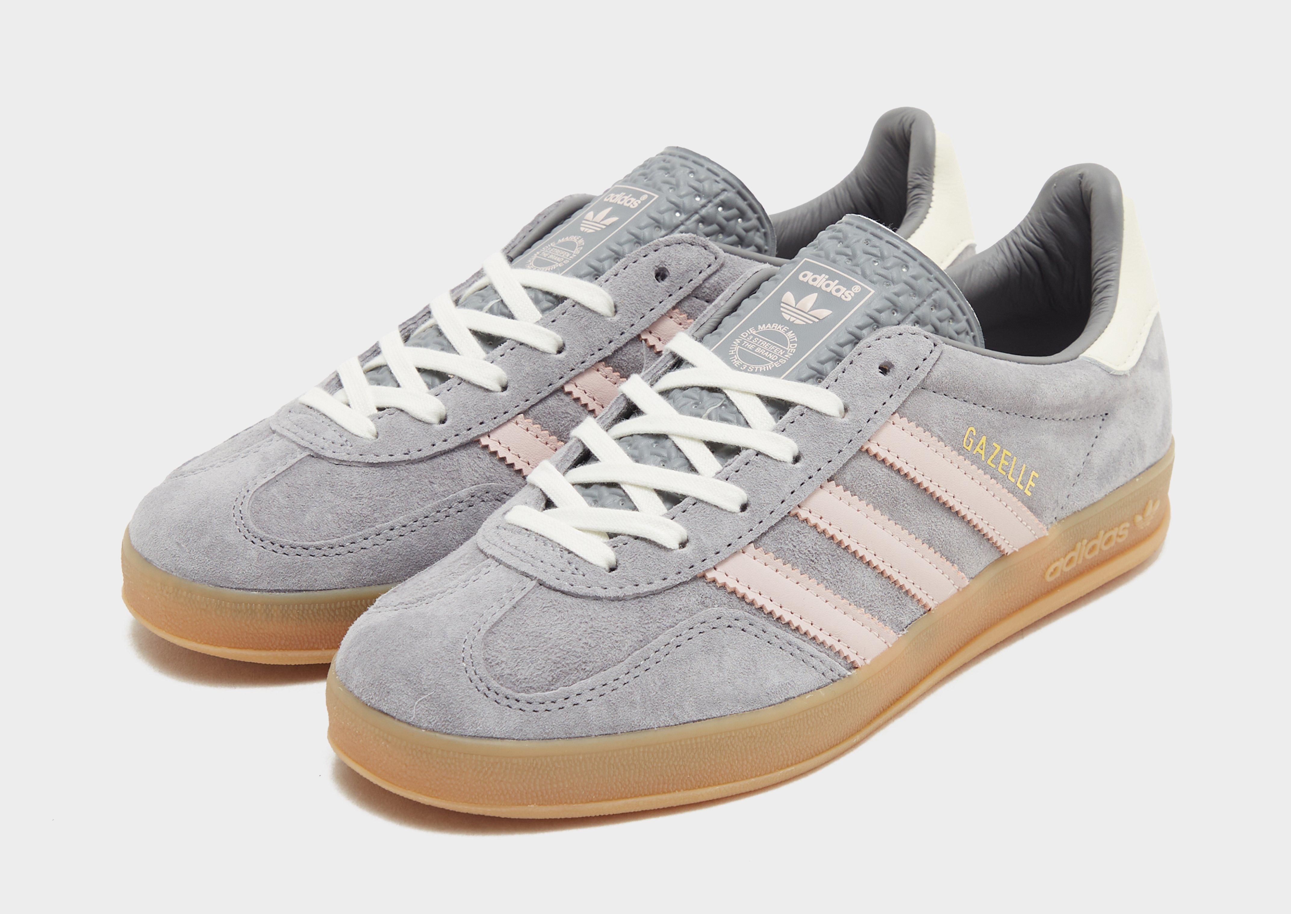 Gray and pink adidas gazelles best sale