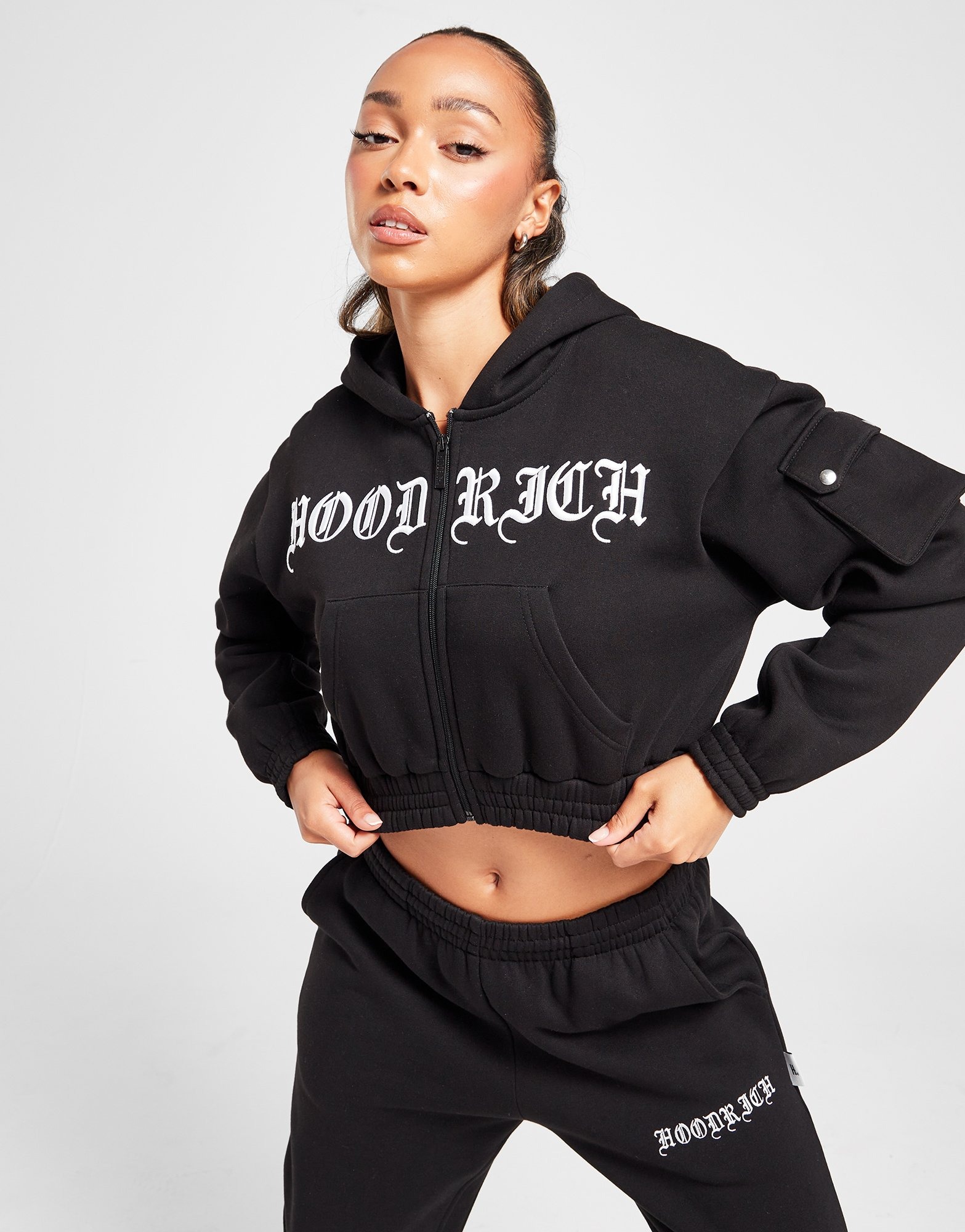 Black Hoodrich Dusk Crop Full Zip Hoodie Jd Sports Uk