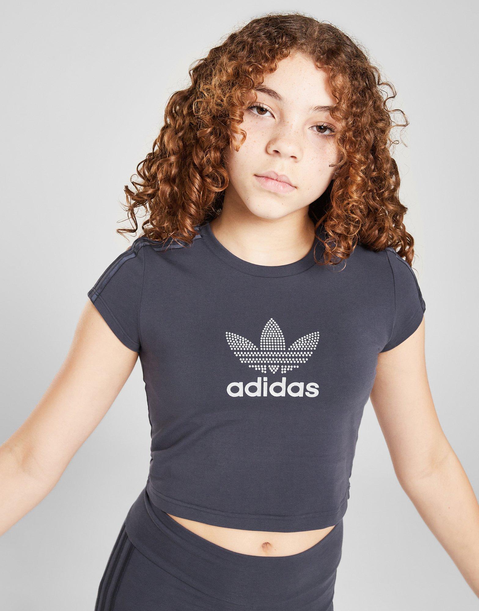 adidas Originals Girls' Glitter Trefoil T-Shirt Junior