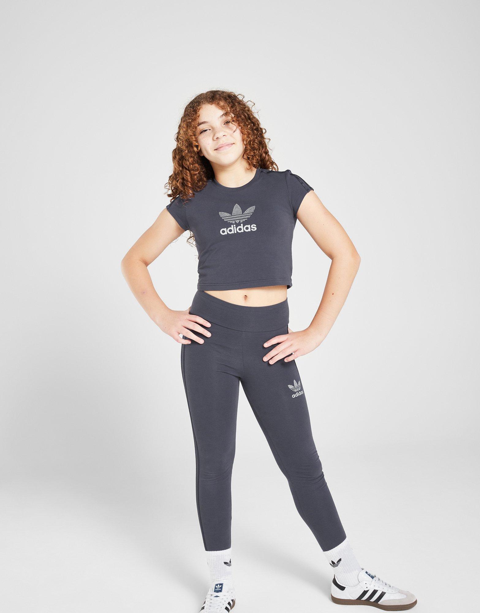 adidas Originals Girls' Glitter Trefoil T-Shirt Junior