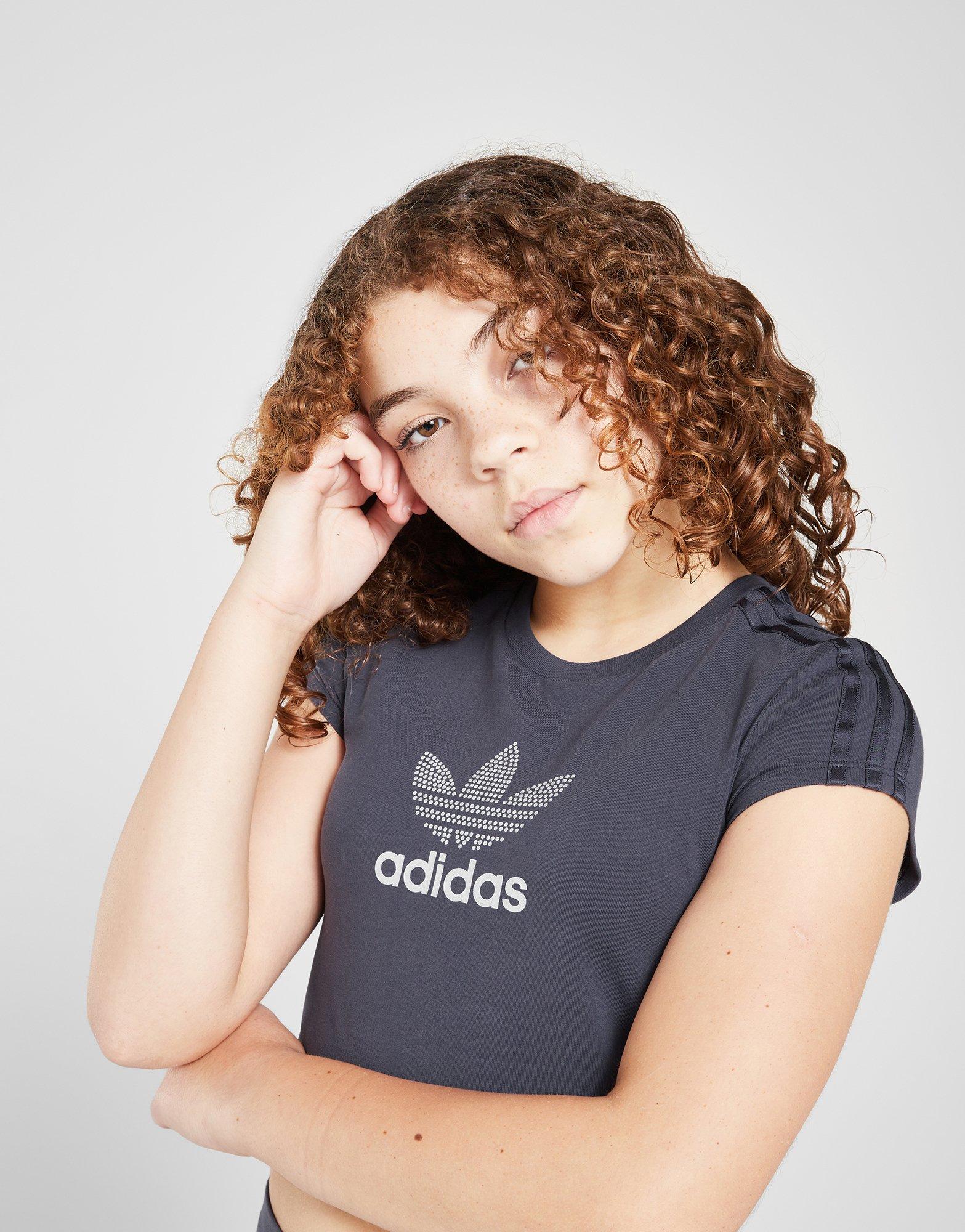 adidas Originals Girls' Glitter Trefoil T-Shirt Junior