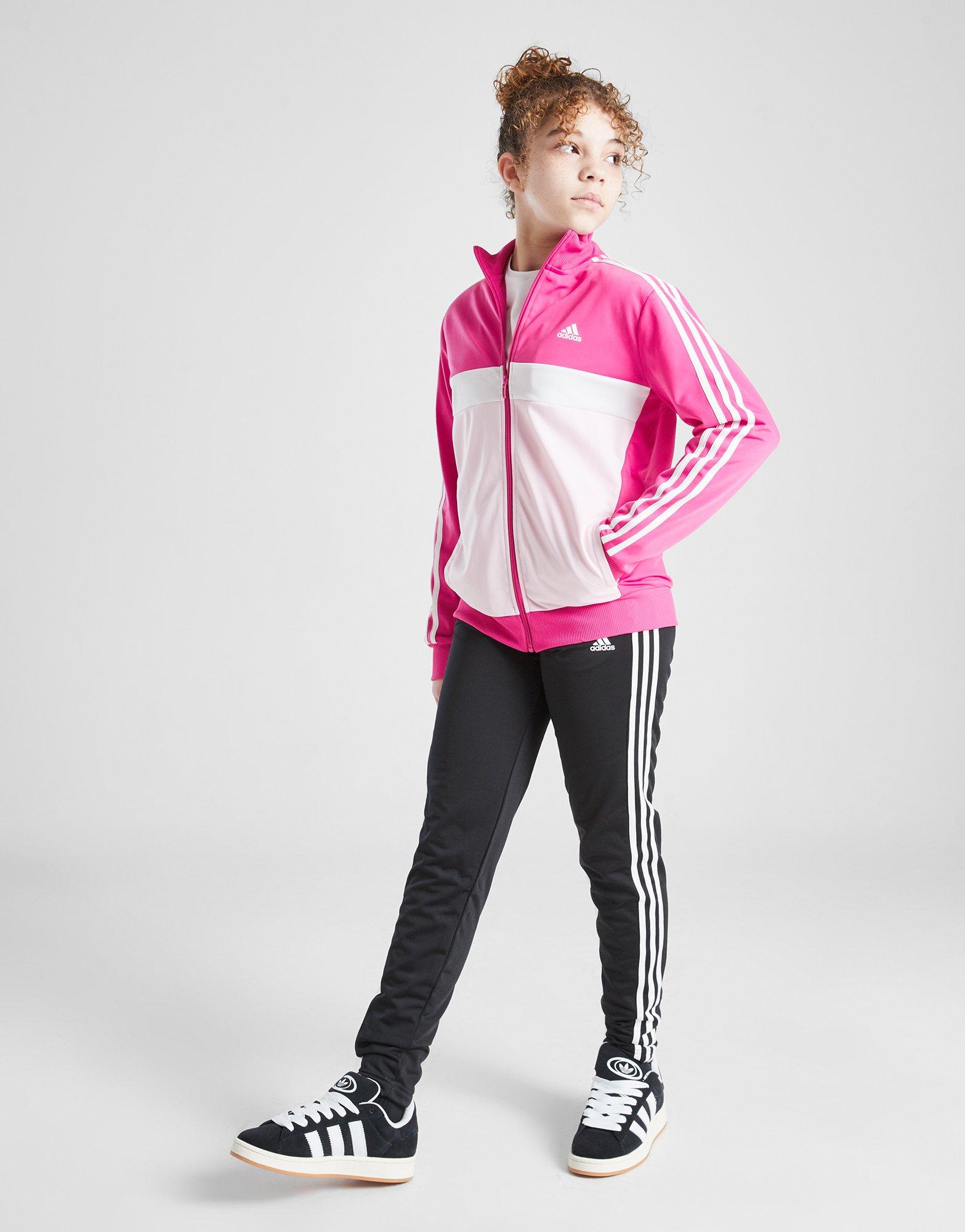 Pink and white adidas tracksuit online