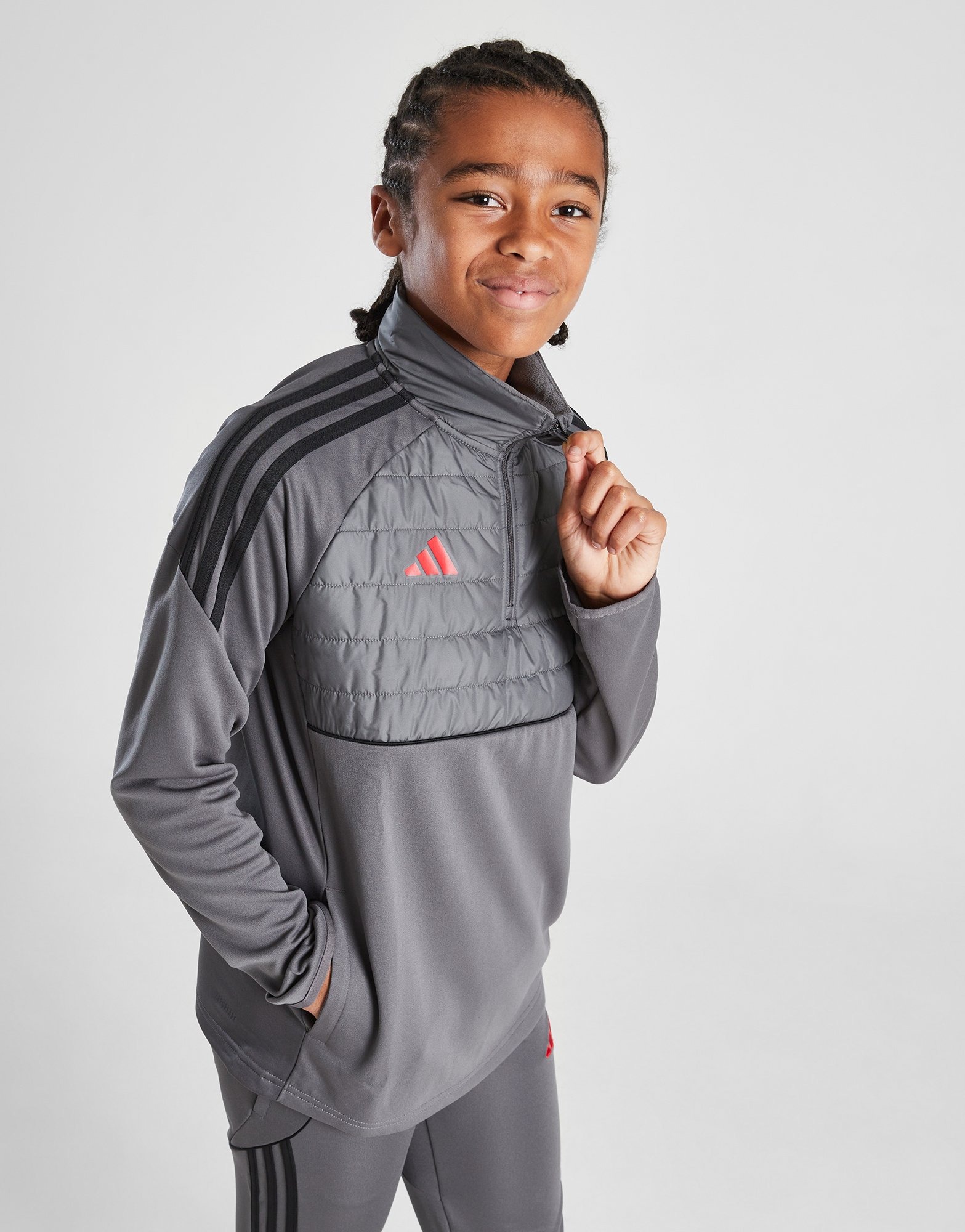 TIRO Grey adidas Tiro Winter 1/4 Zip Top Junior - JD Sports Australia