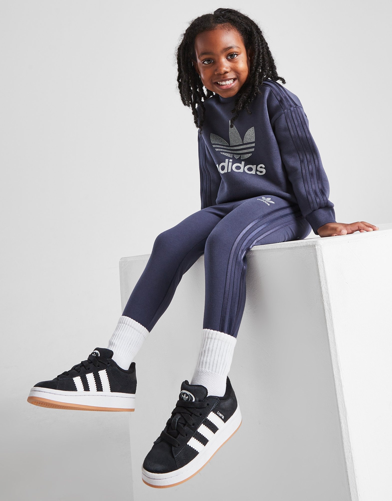 Blue adidas Originals Girls Diamante Sweatshirt Leggings Set Infant JD Sports UK