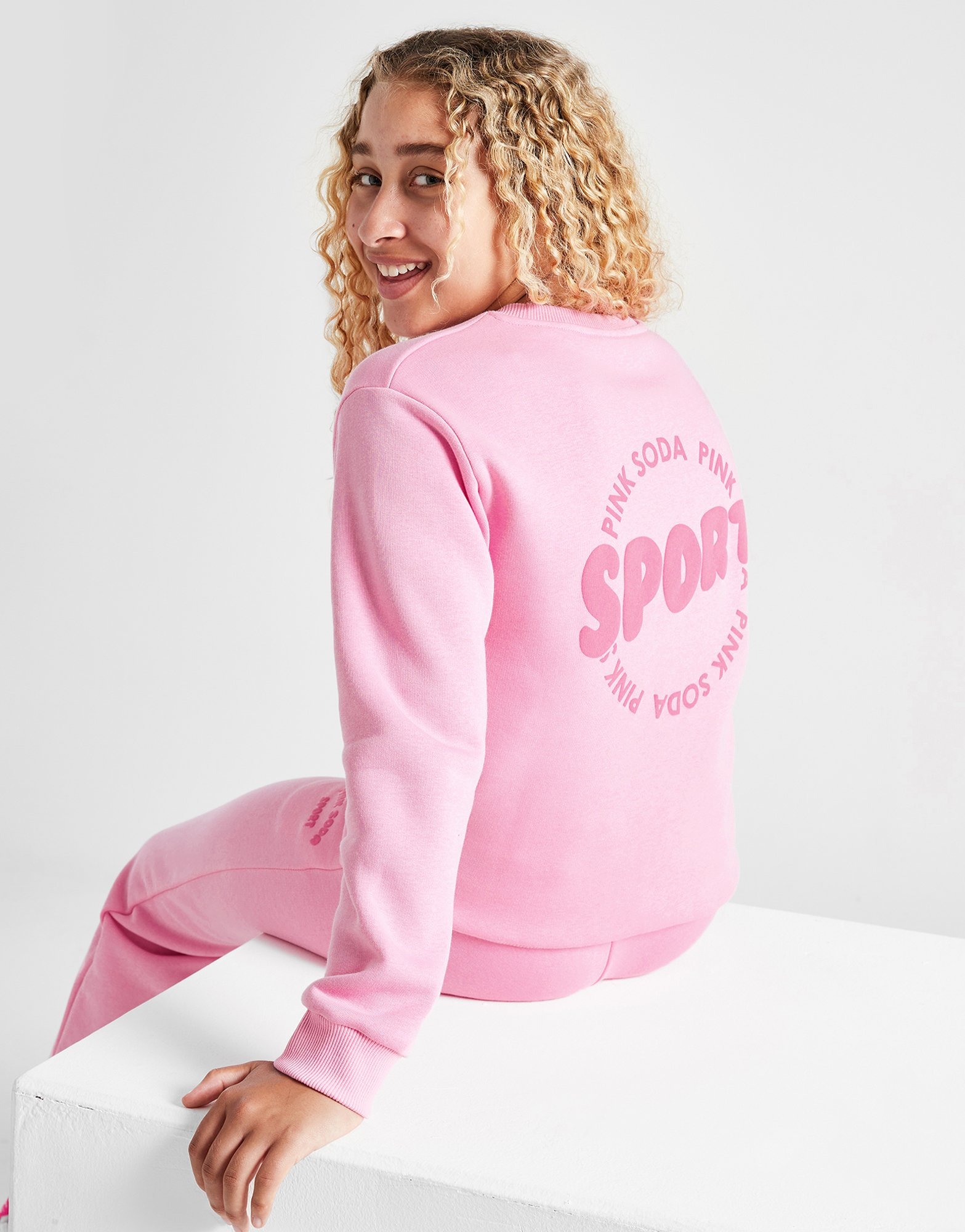 Pink Pink Soda Sport Girls Brea Crew Sweatshirt Junior JD Sports Global