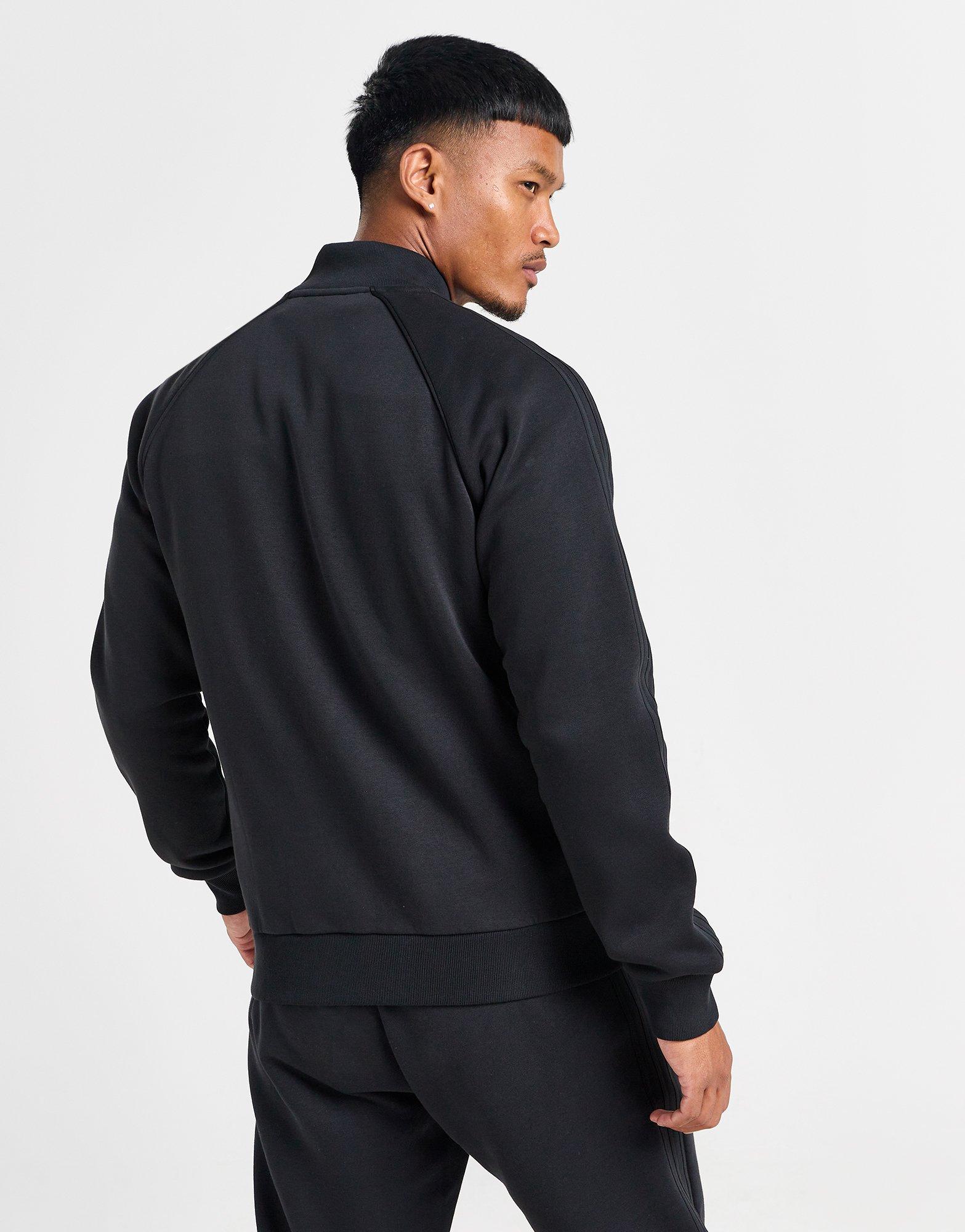 Black adidas Originals 3-Stripes Fleece Track Top - JD