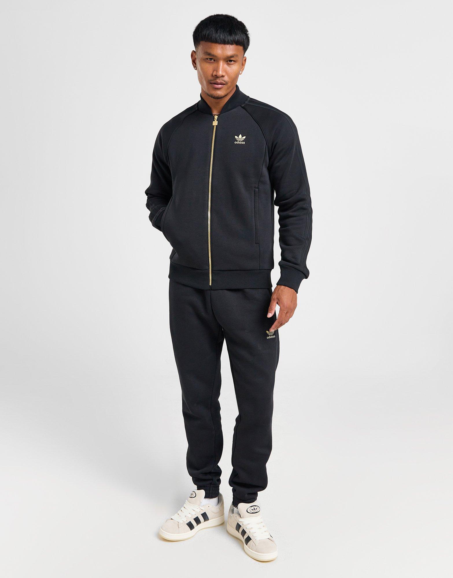 Black adidas Originals 3-Stripes Fleece Track Top - JD
