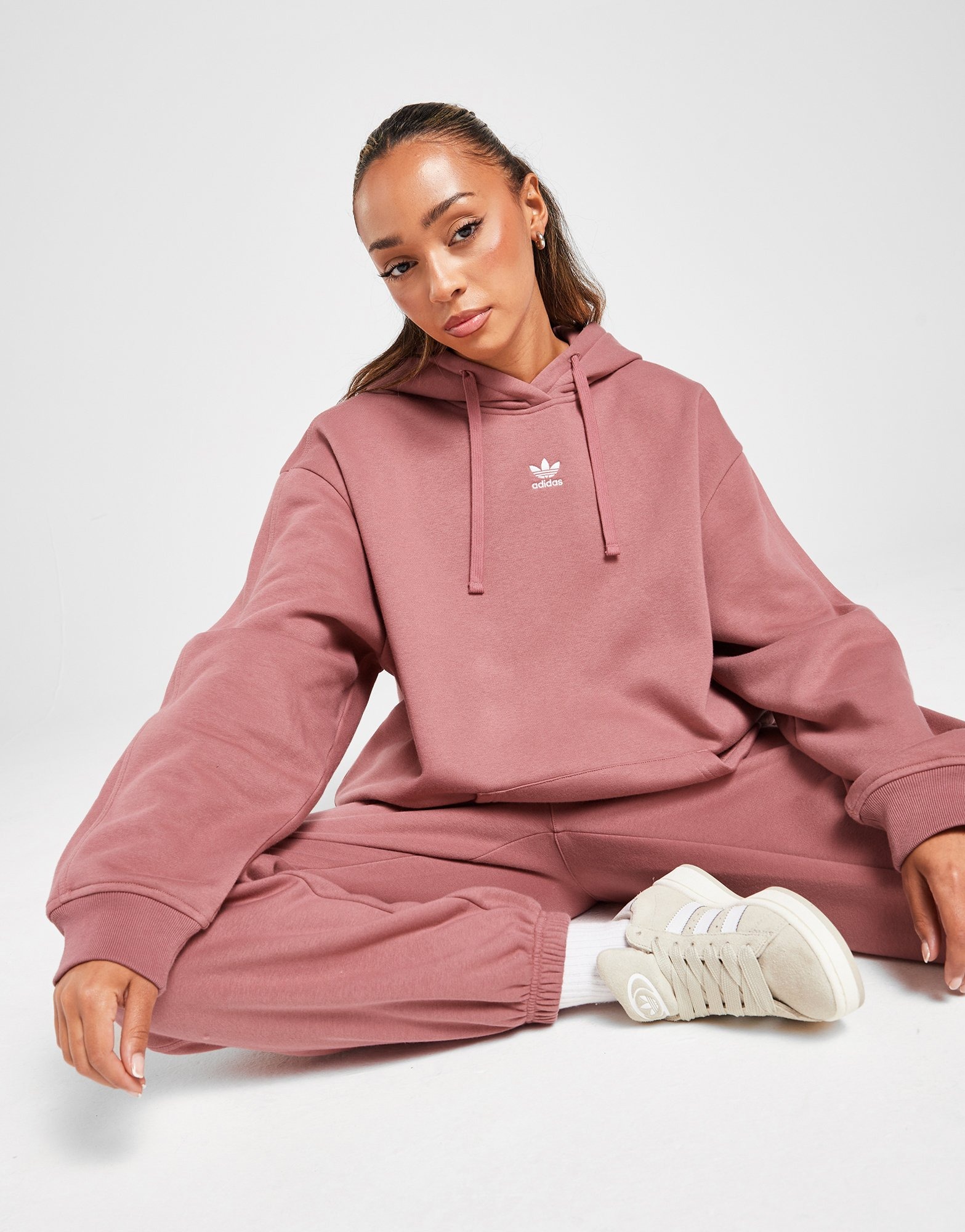 Pink adidas Originals Trefoil Essential Oversized Hoodie JD Sports Global