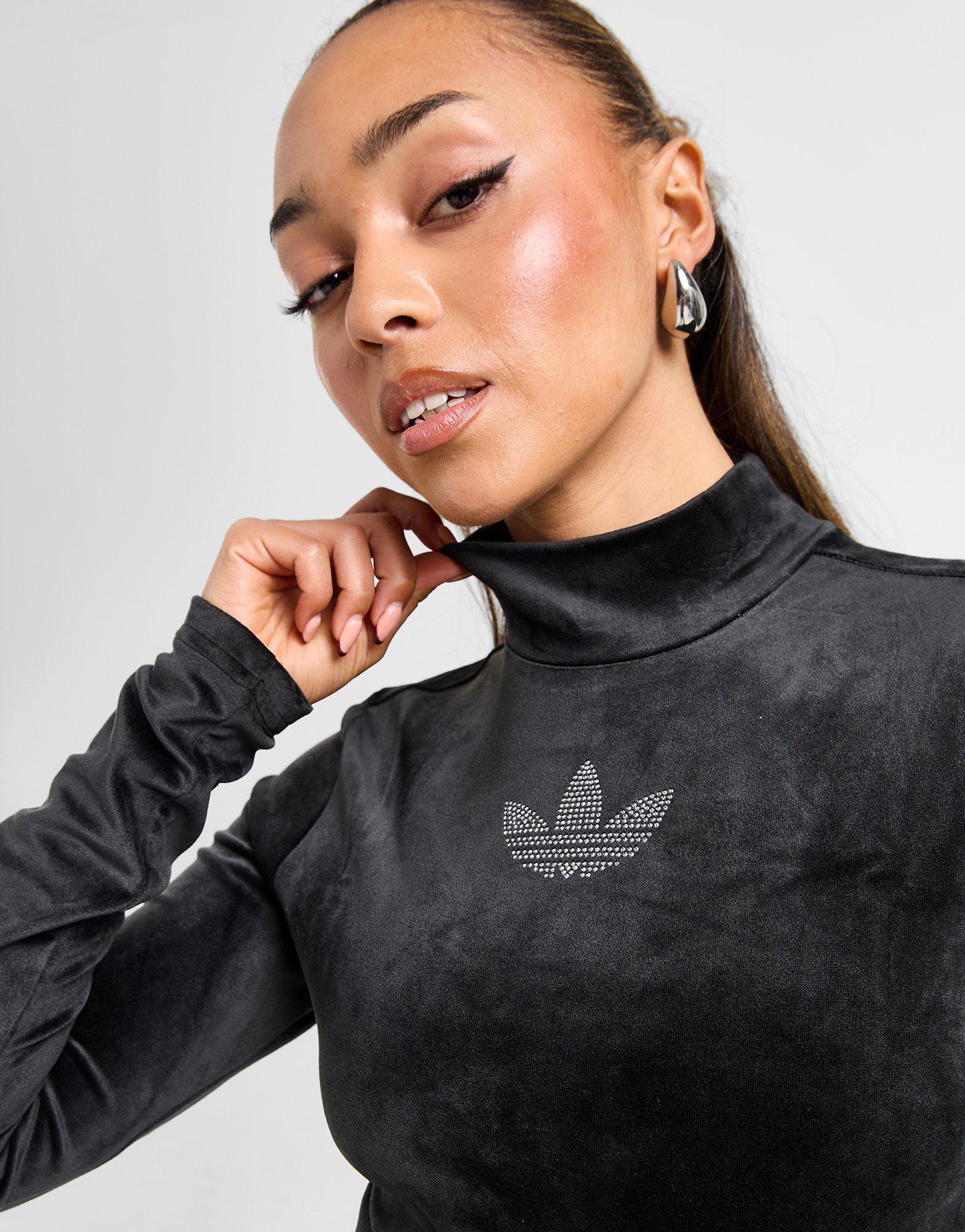 Black adidas Originals Bling Long Sleeve Crop Top - JD