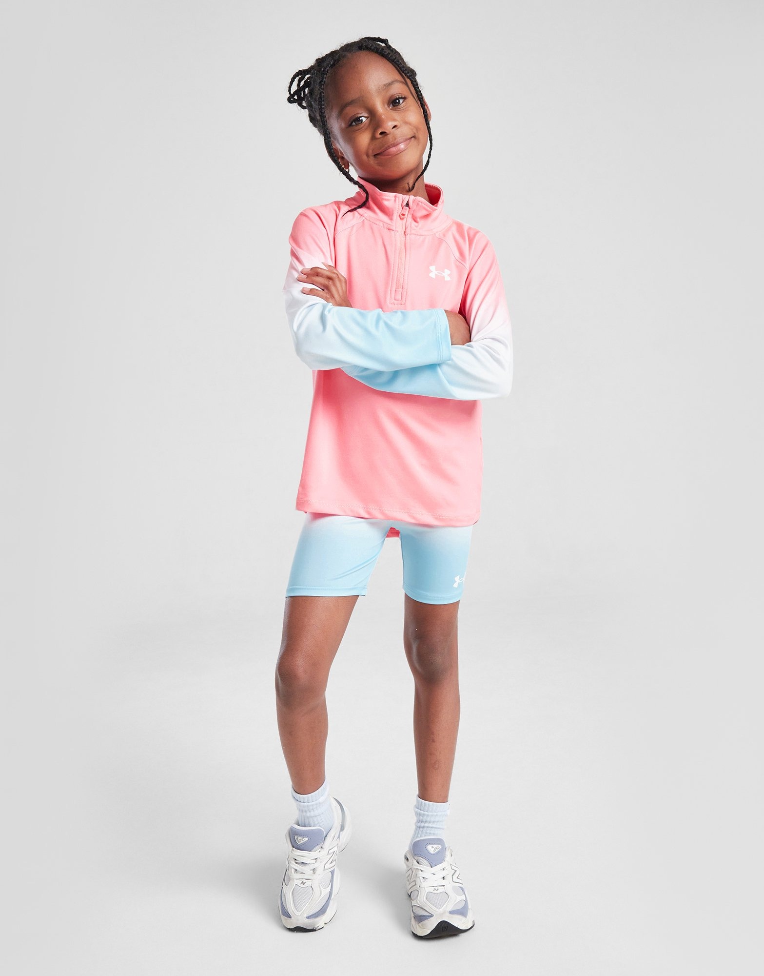 Orange Under Armour Girls' Tech Ombre 1/4 Zip Top/Shorts Set