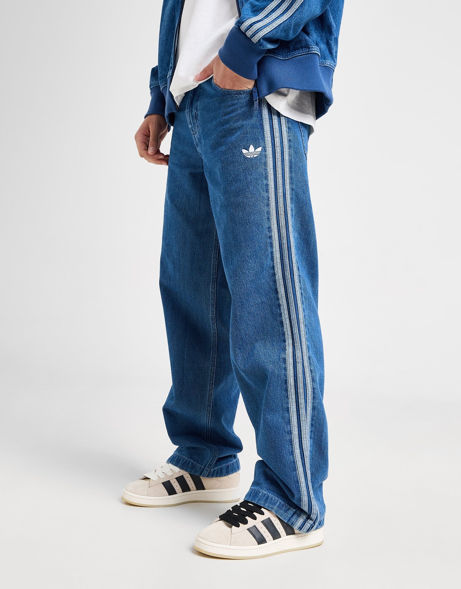 Blue adidas Originals Denim Firebird Track Pants - JD Sports