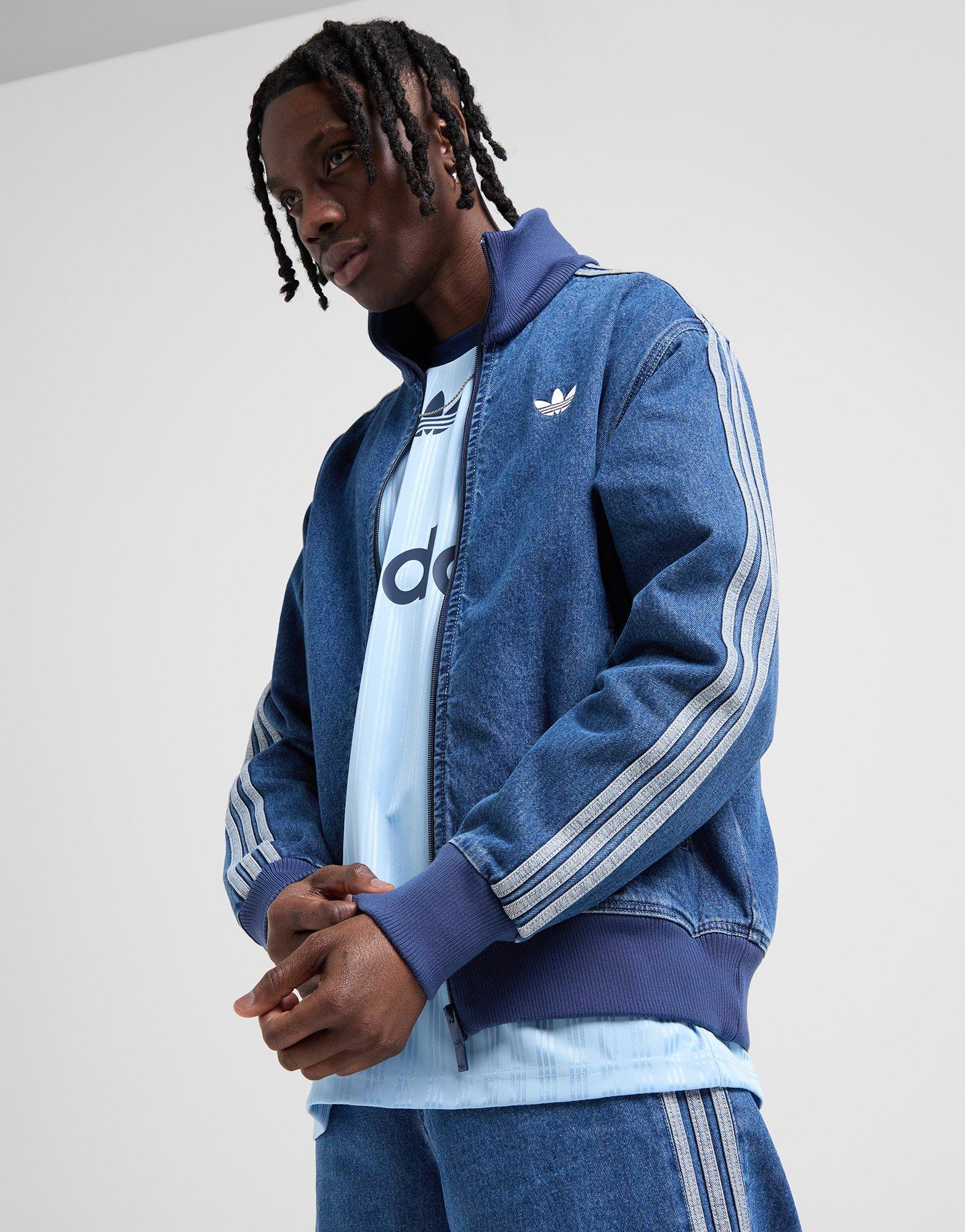 Blue adidas Originals Adicolor Denim Firebird Track Top - JD