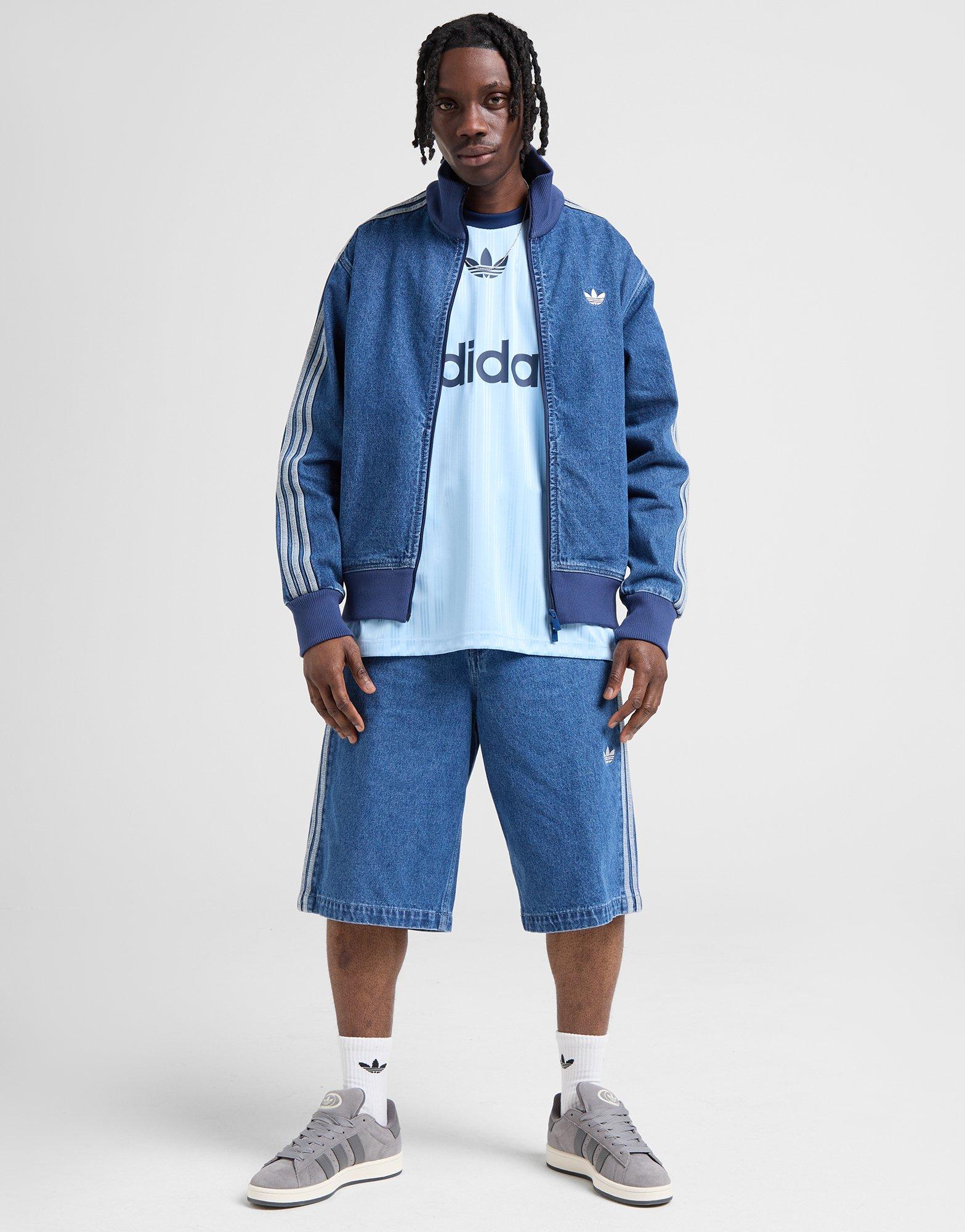 Blue adidas Originals Adicolor Denim Firebird Track Top - JD