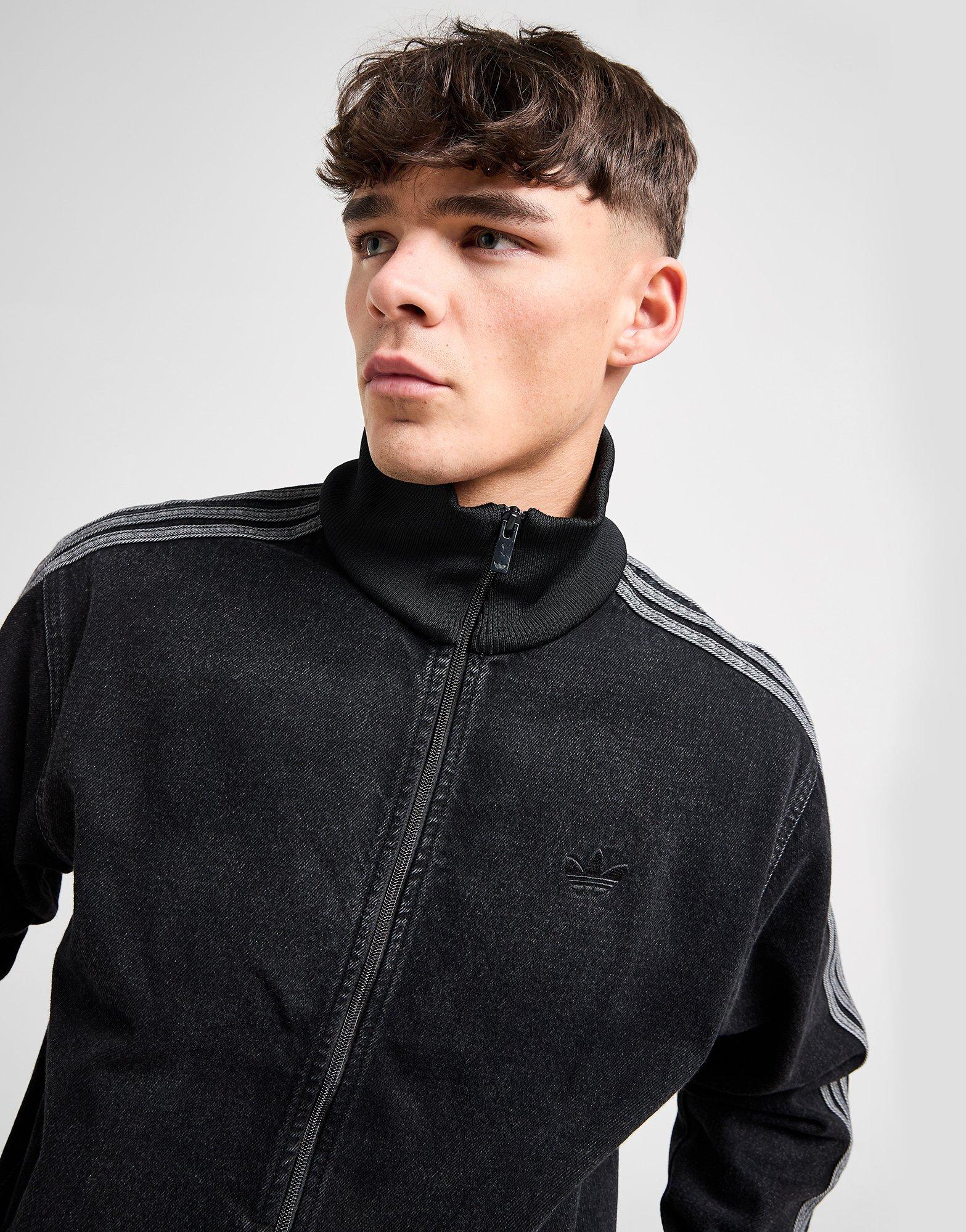 Black adidas Originals Adicolor Denim Firebird Track Top