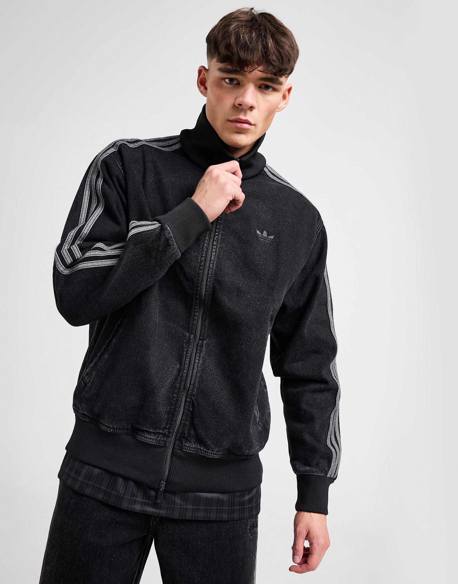 Black adidas Originals Adicolor Denim Firebird Track Top