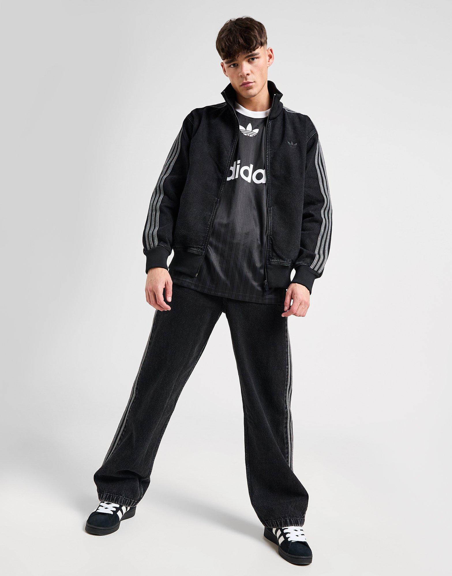 Black adidas Originals Adicolor Denim Firebird Track Top