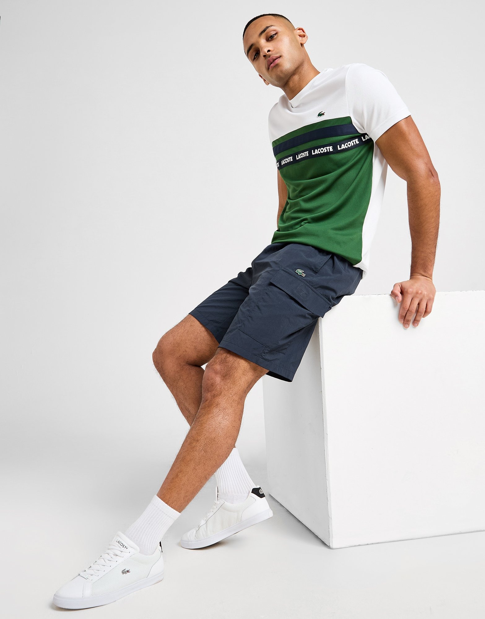 Blue Lacoste Woven Cargo Shorts JD Sports UK