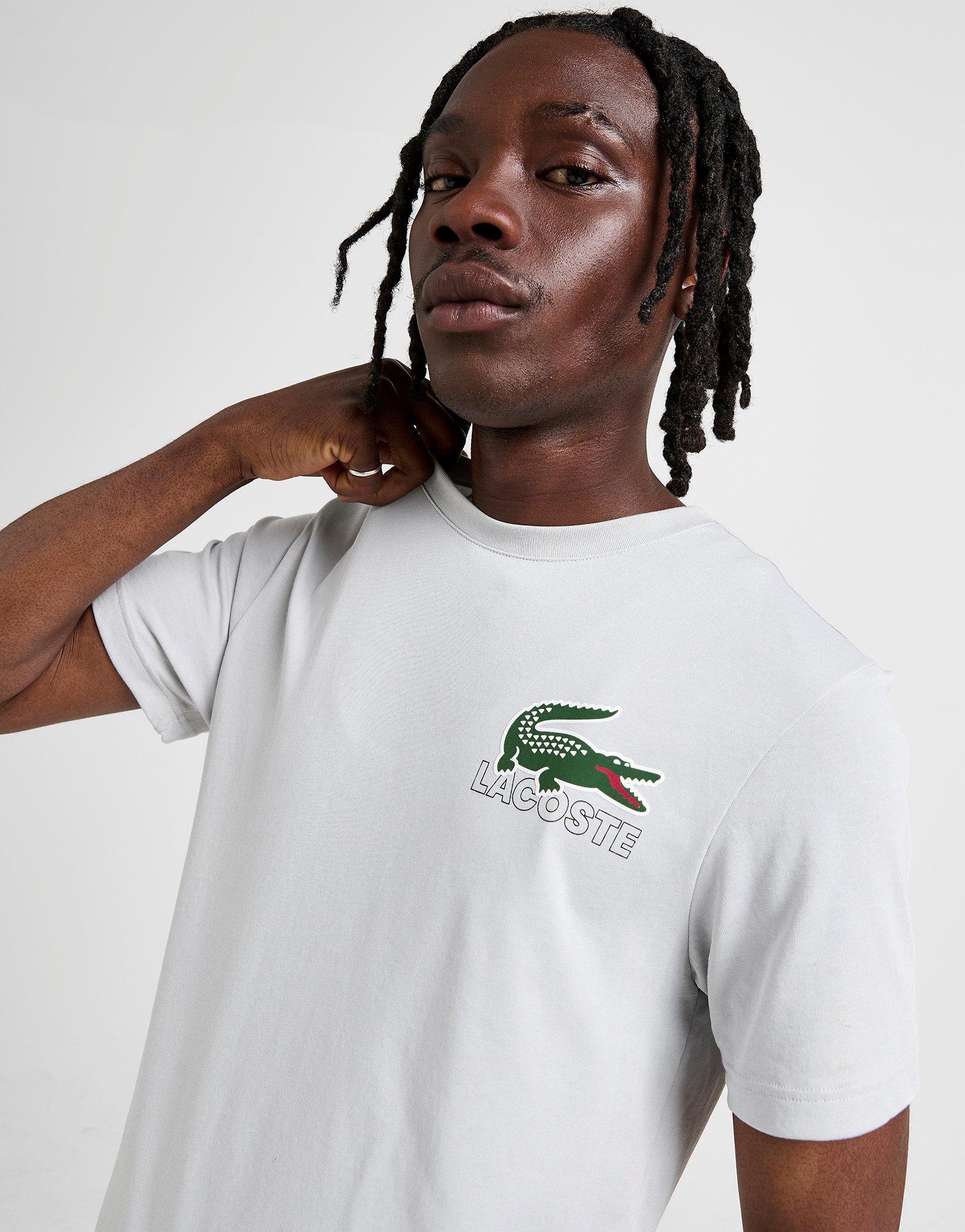 Grey Lacoste Repeat Back Print T-Shirt | JD Sports UK