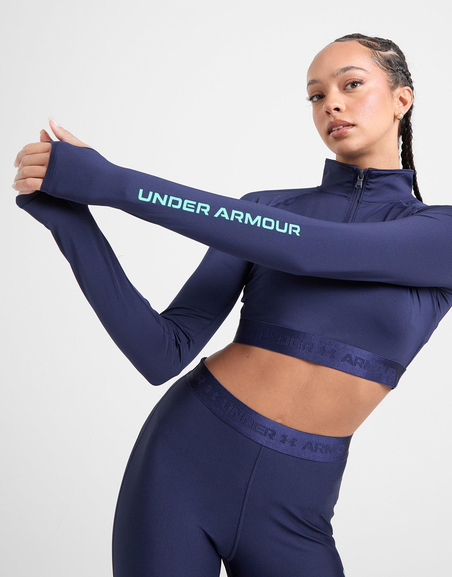 Under Armour HeatGear Wordmark 1/4 Zip Crop Top