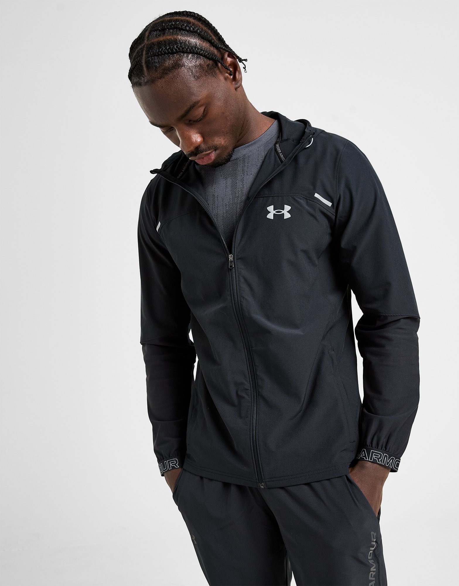Black Under Armour UA Vanish Woven Full Zip Jacket - JD