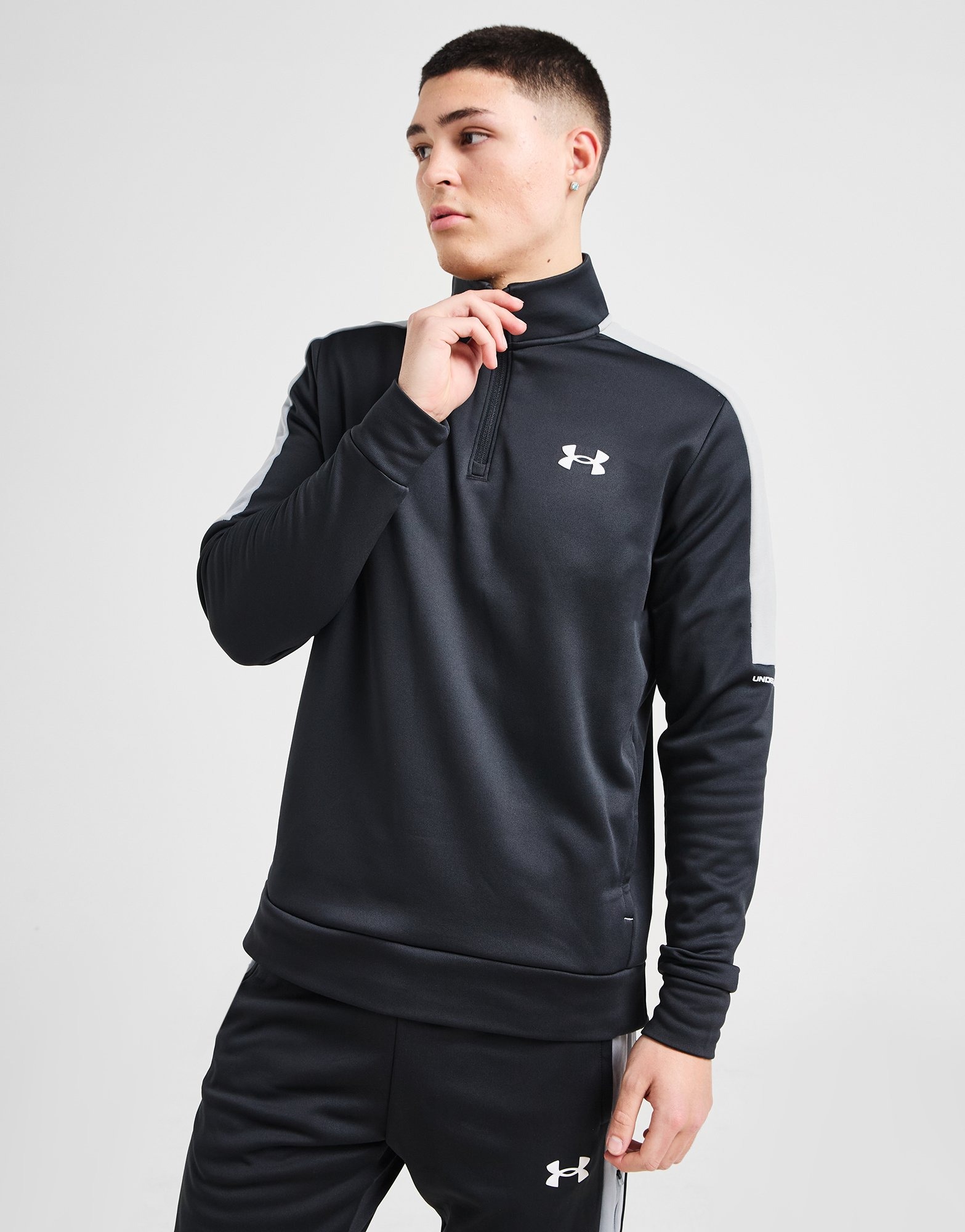 Black Under Armour Armour Fleece 1/4 Zip Wordmark Top - JD