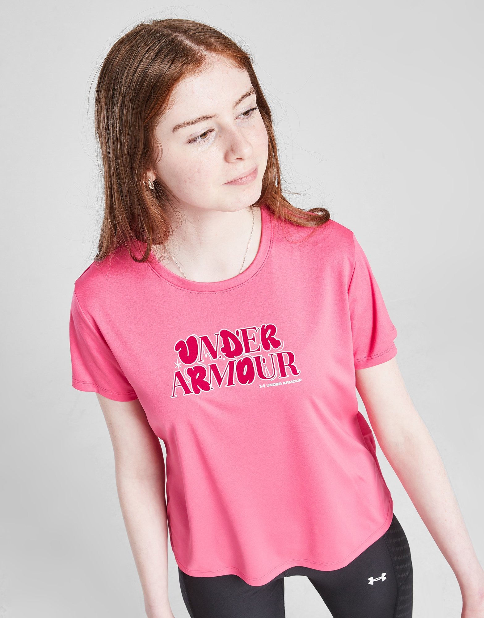 Pink Under Armour Girls' Tech Wordmark T-Shirt Junior JD Sports NZ